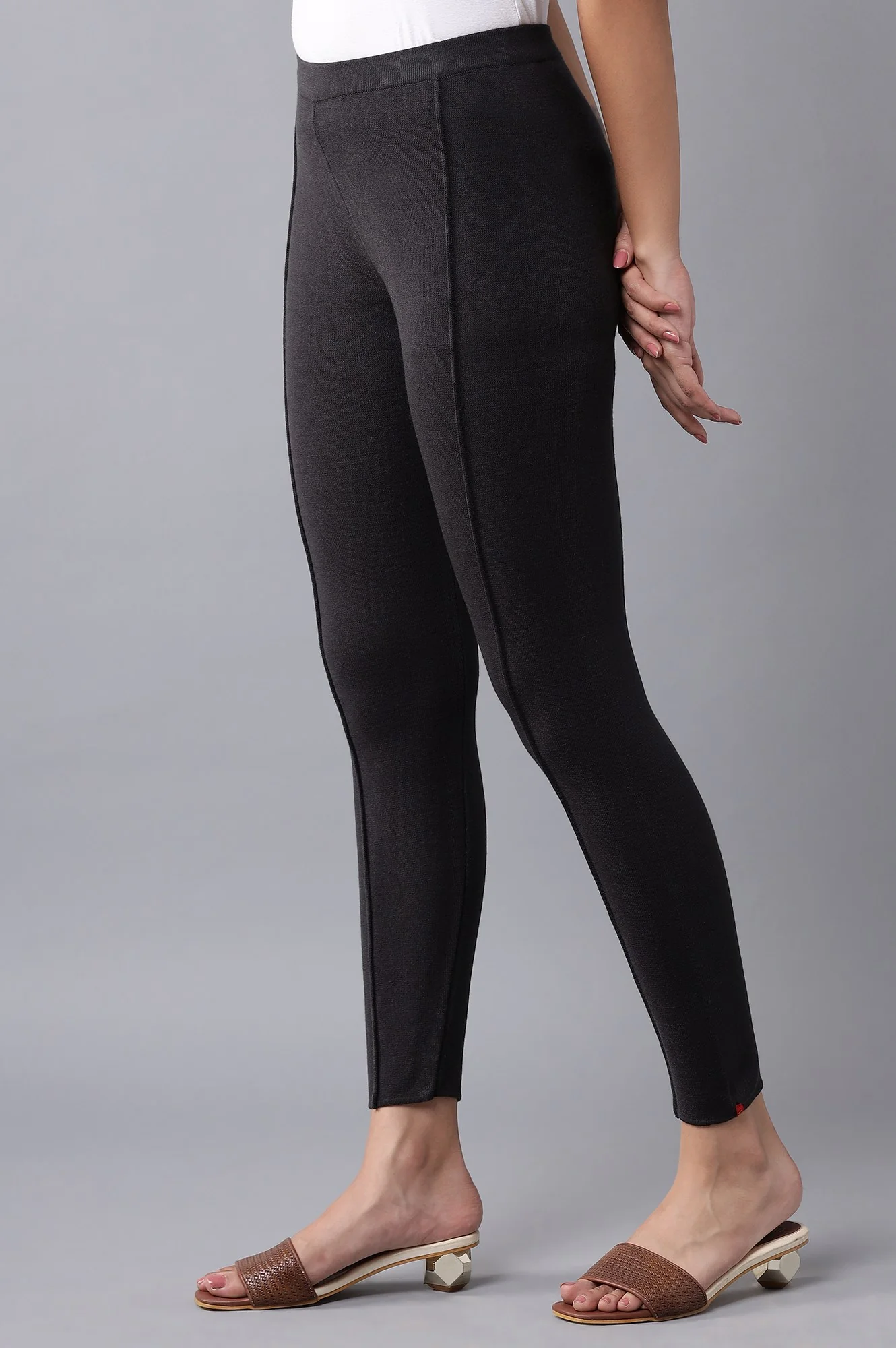 Dark Grey Tights with Pintucks - Image 3