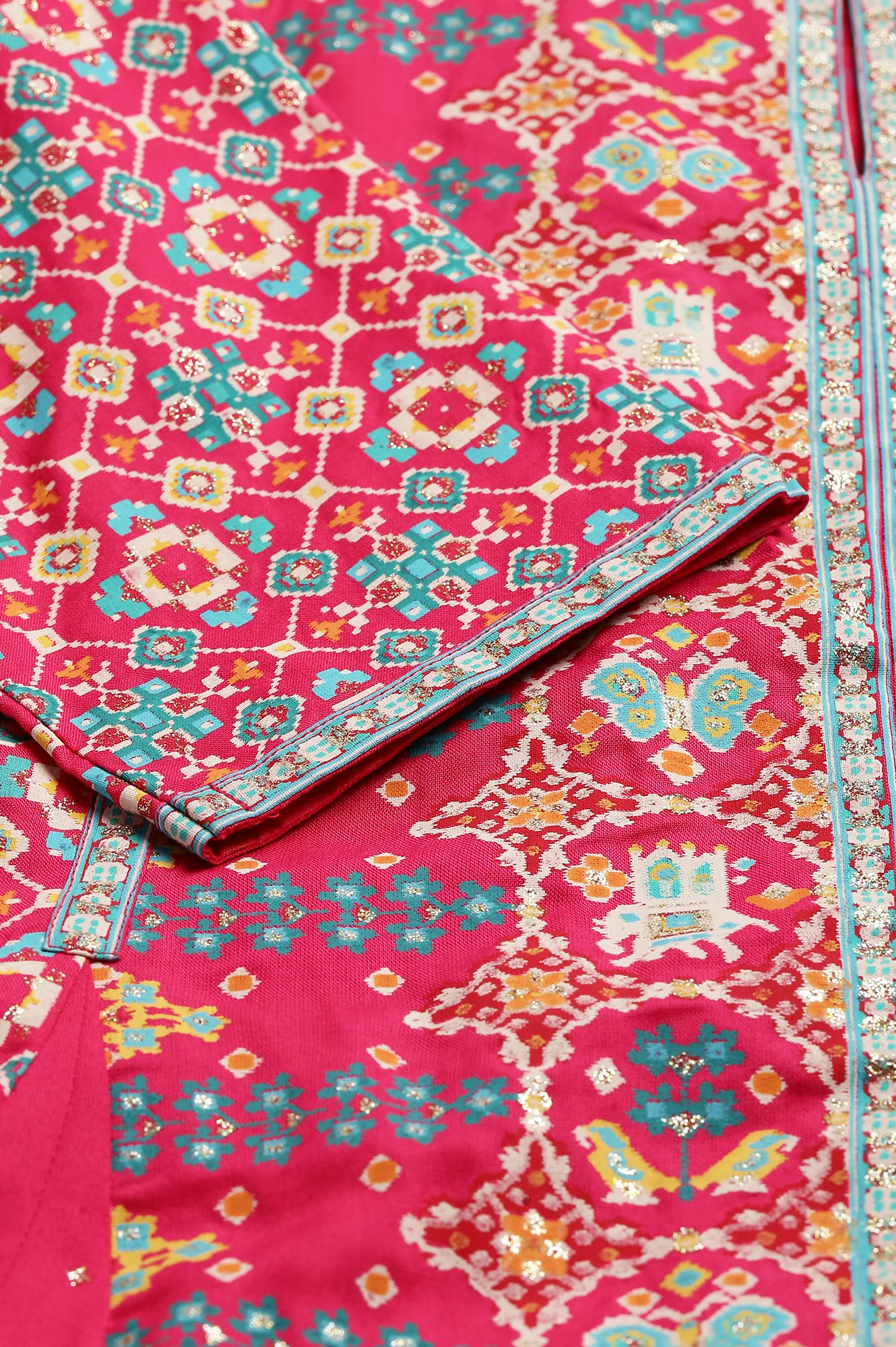 Dark Pink A-Line Printed kurta - Image 7
