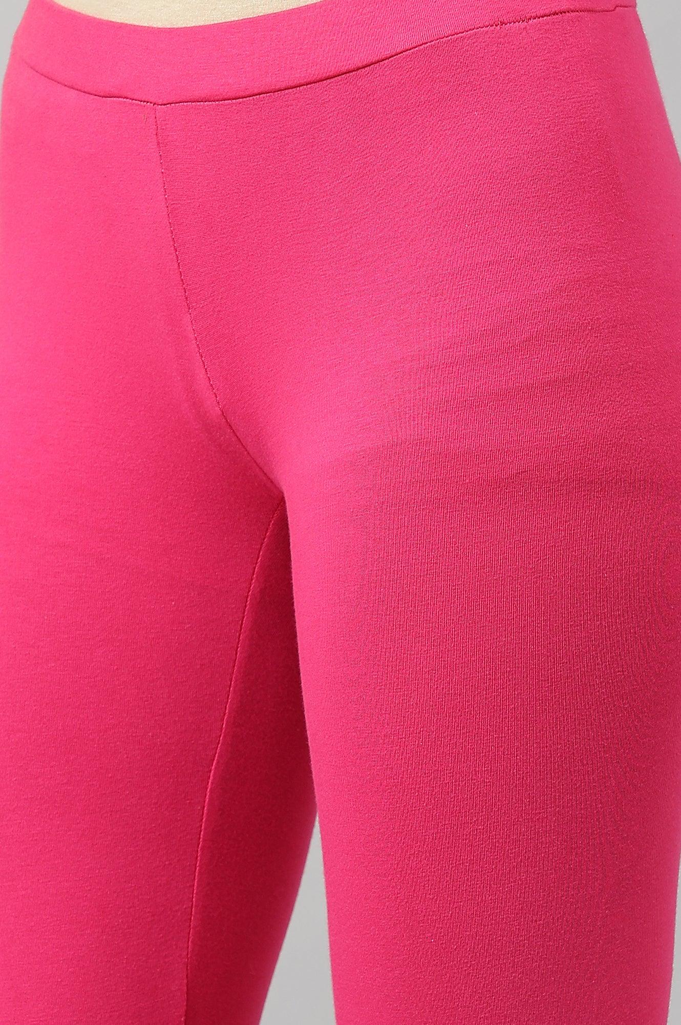 Dark Pink Asymmetrical Hemline kurta With Tights - Image 3