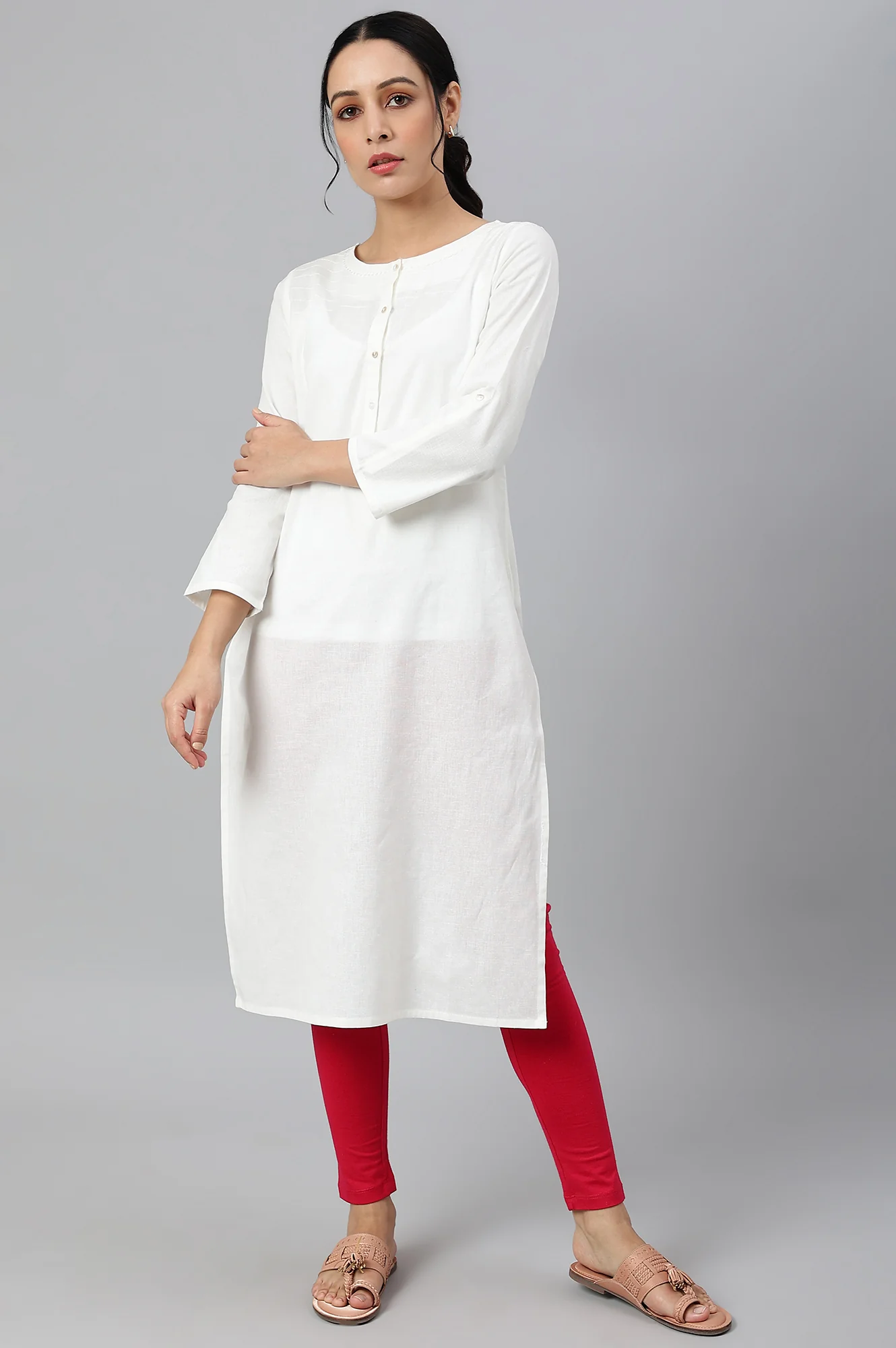 Red Knitted Cotton Lycra Tights - Image 5