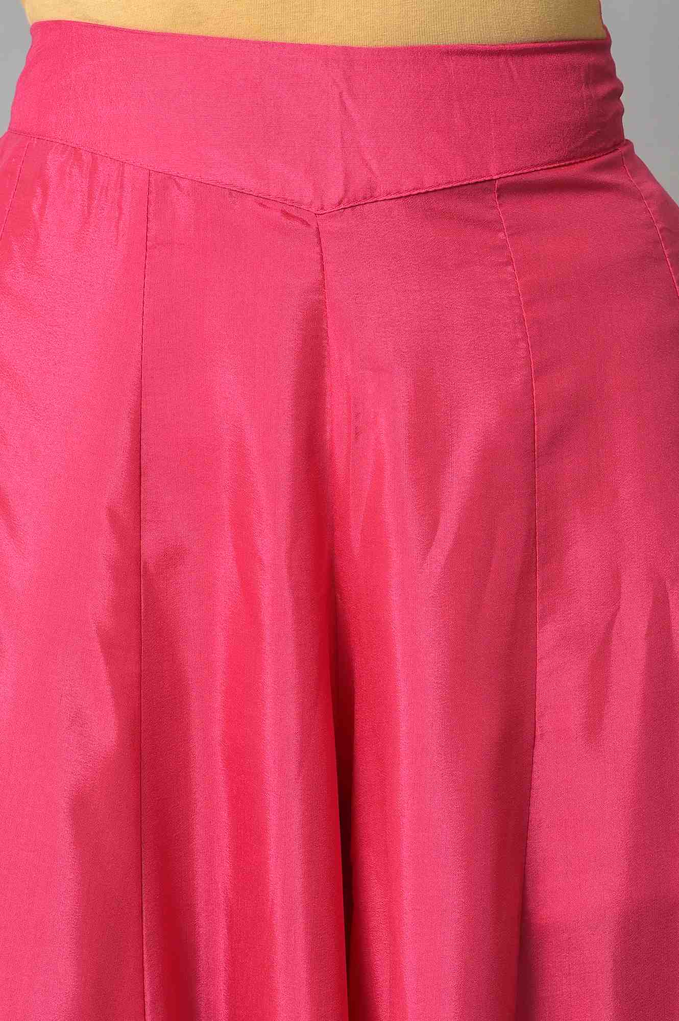 Dark Pink Poly Shantung Festive Culottes - Image 6
