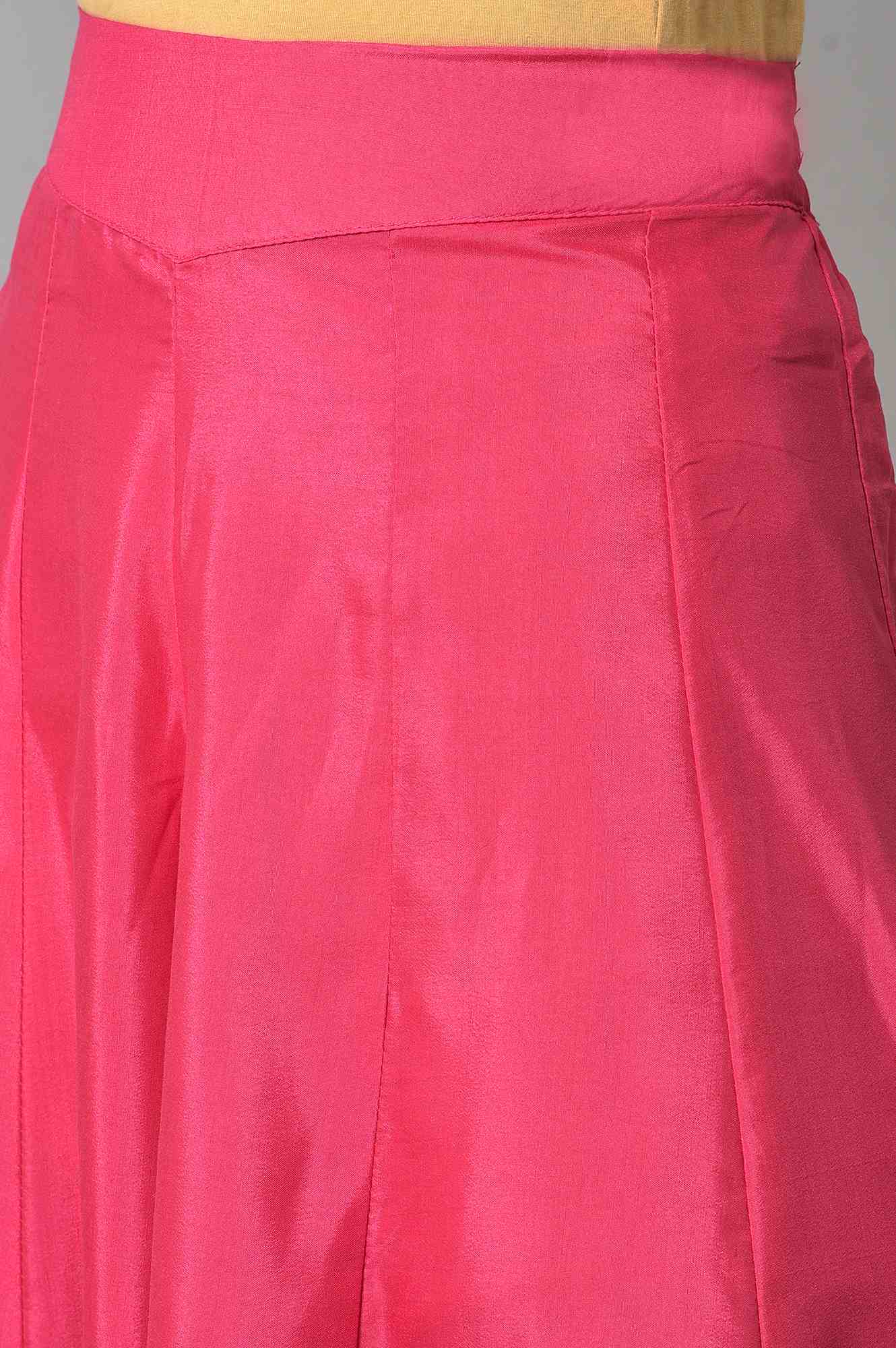 Dark Pink Poly Shantung Festive Culottes - Image 7