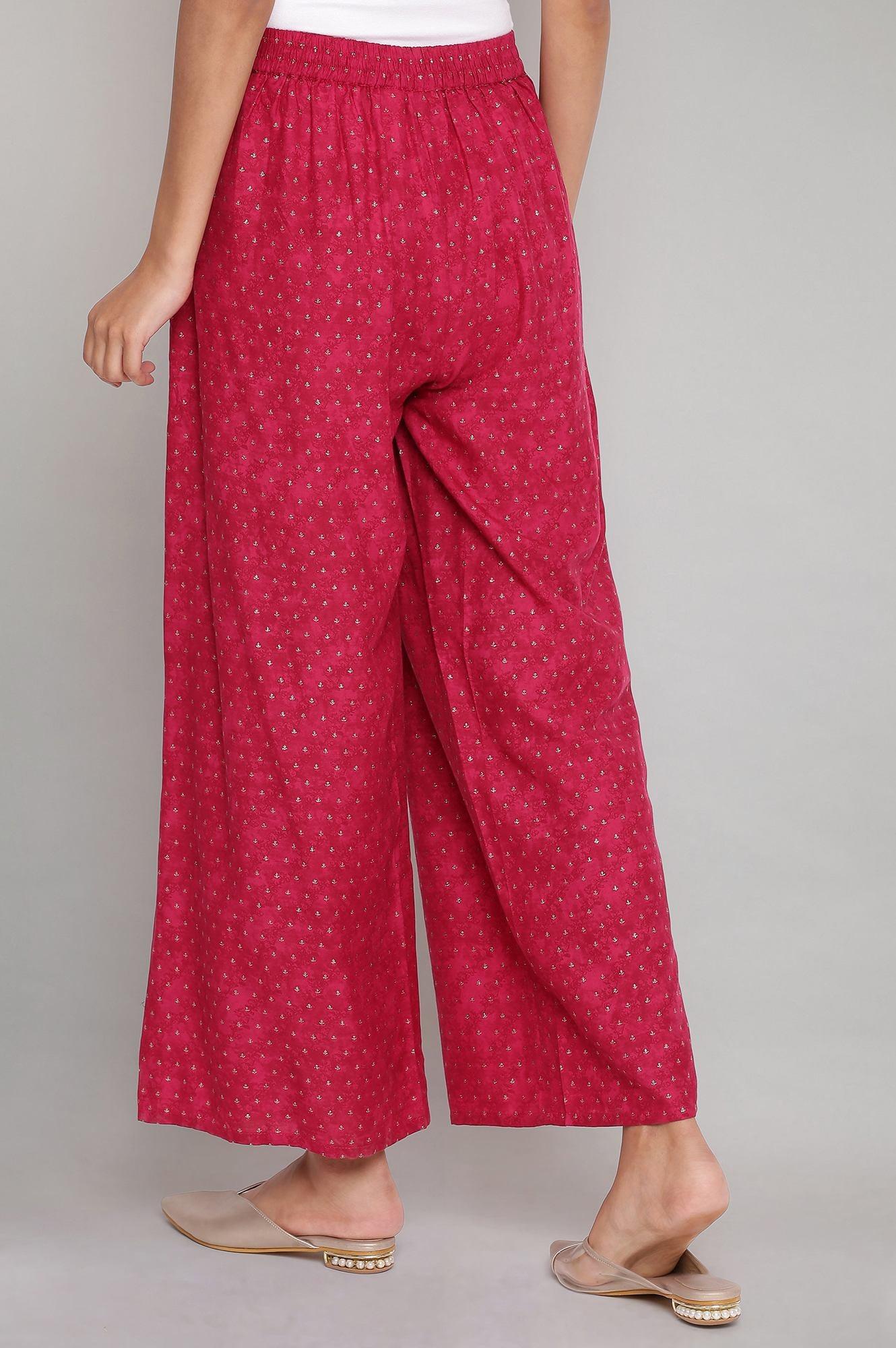 Dark Pink Printed Parallel Pants - Image 2