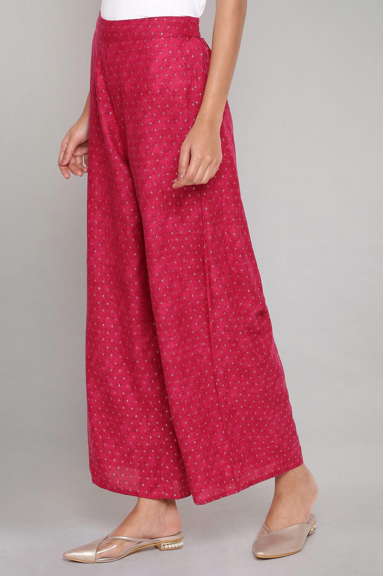 Dark Pink Printed Parallel Pants - Image 3