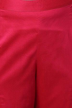 Dark Pink Solid Light Festive Plus Size Slim Pants - Image 5