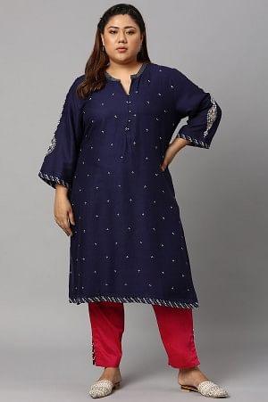 Dark Pink Solid Light Festive Plus Size Slim Pants - Image 6