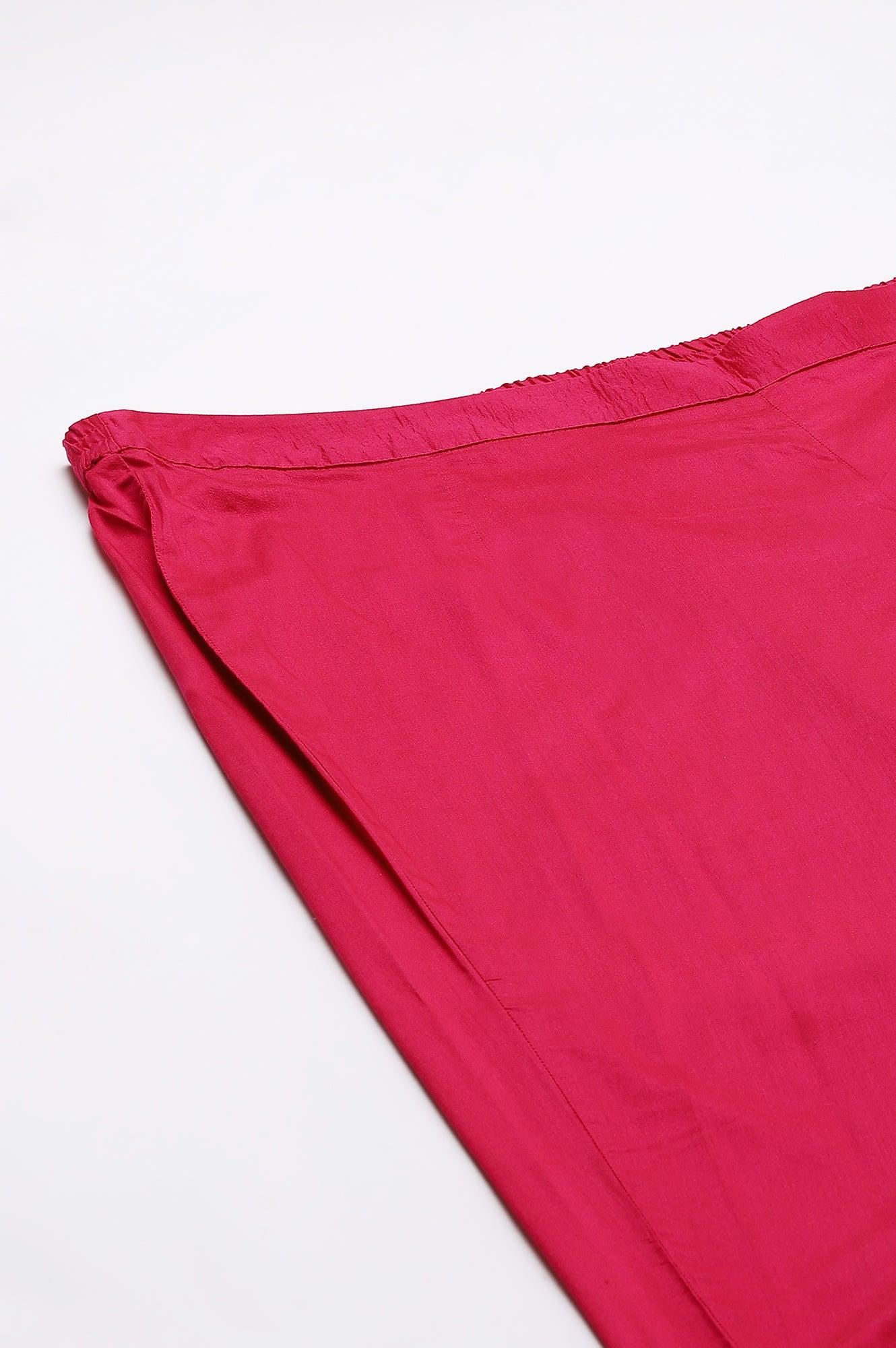 Dark Pink Solid Light Festive Plus Size Slim Pants - Image 7