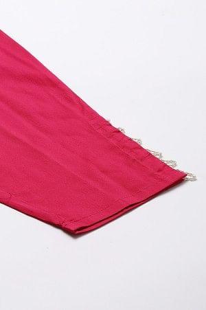 Dark Pink Solid Light Festive Plus Size Slim Pants - Image 8