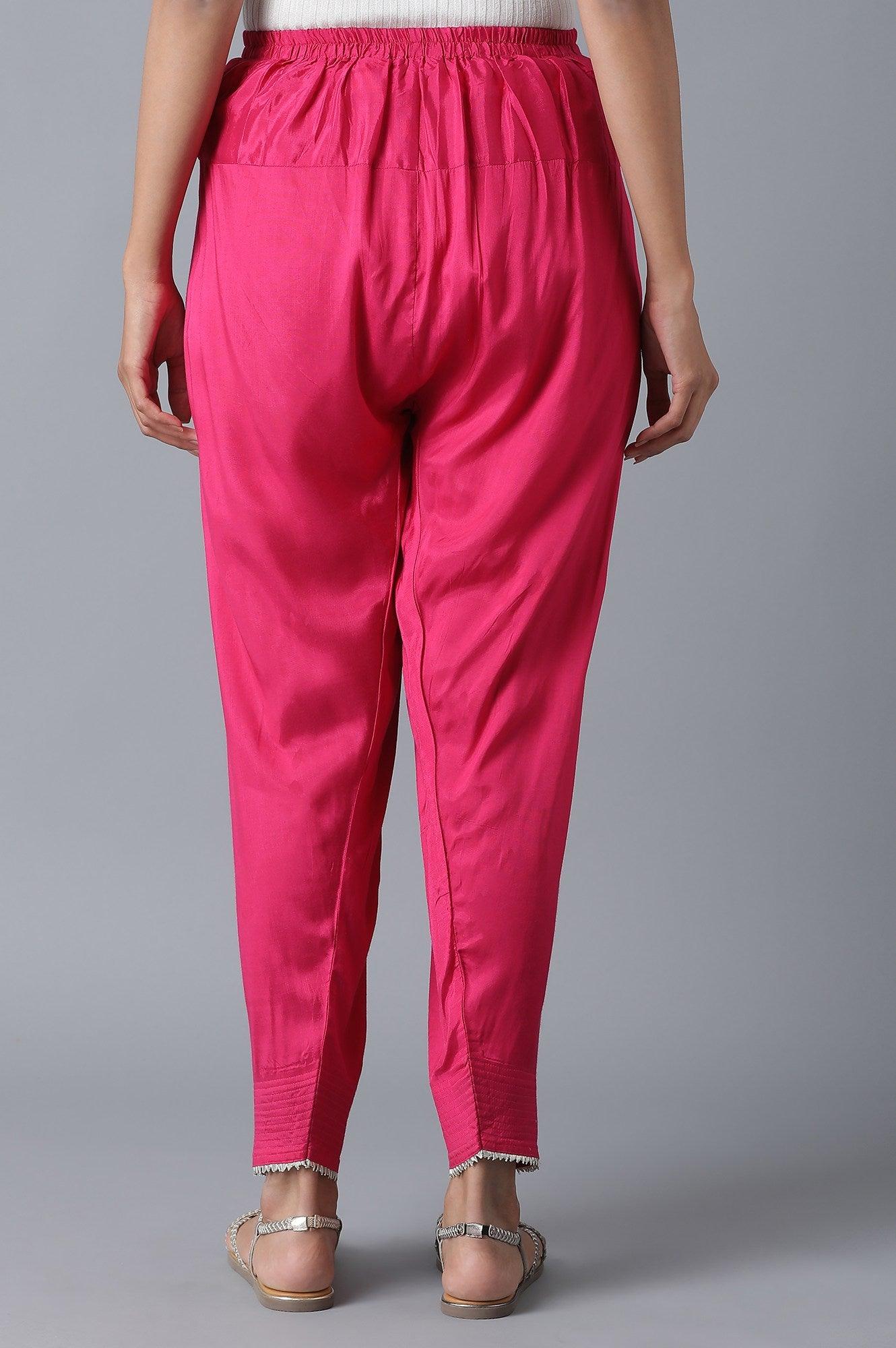Dark Pink Solid Salwar Pants - Image 2