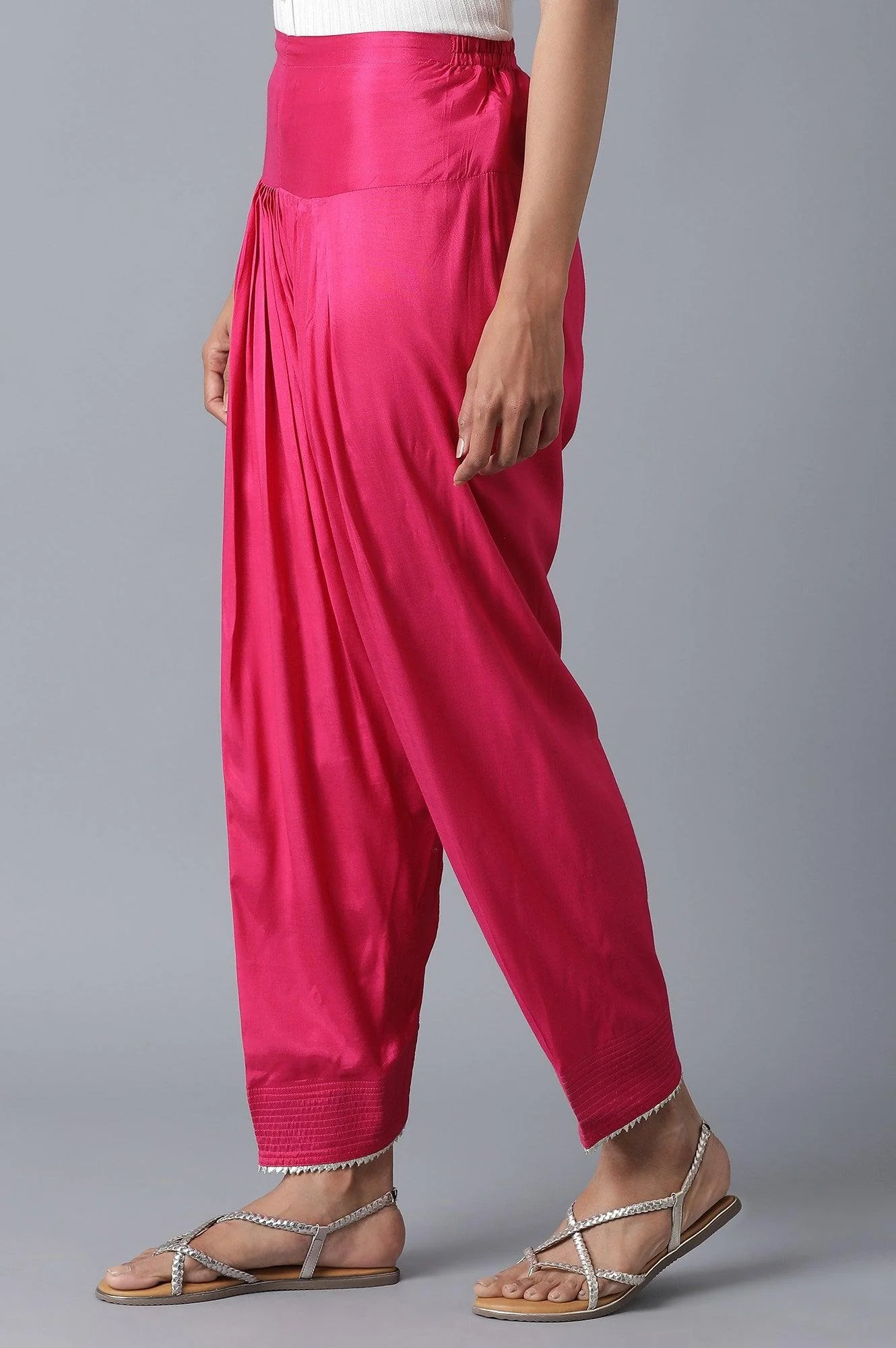 Dark Pink Solid Salwar Pants - Image 3