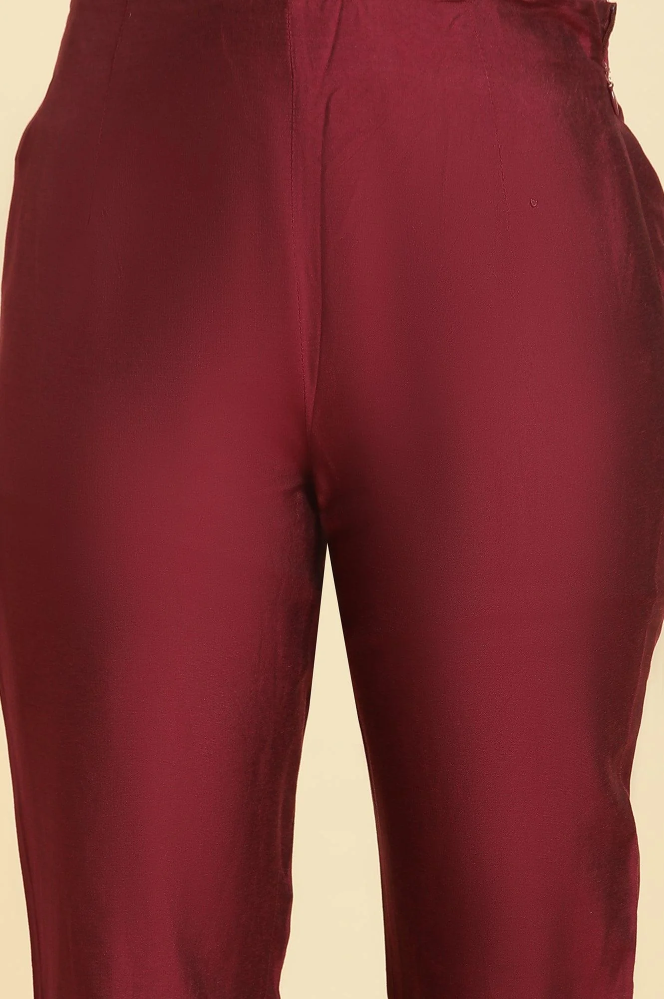 Dark Pink Solid Slim Pants - Image 6
