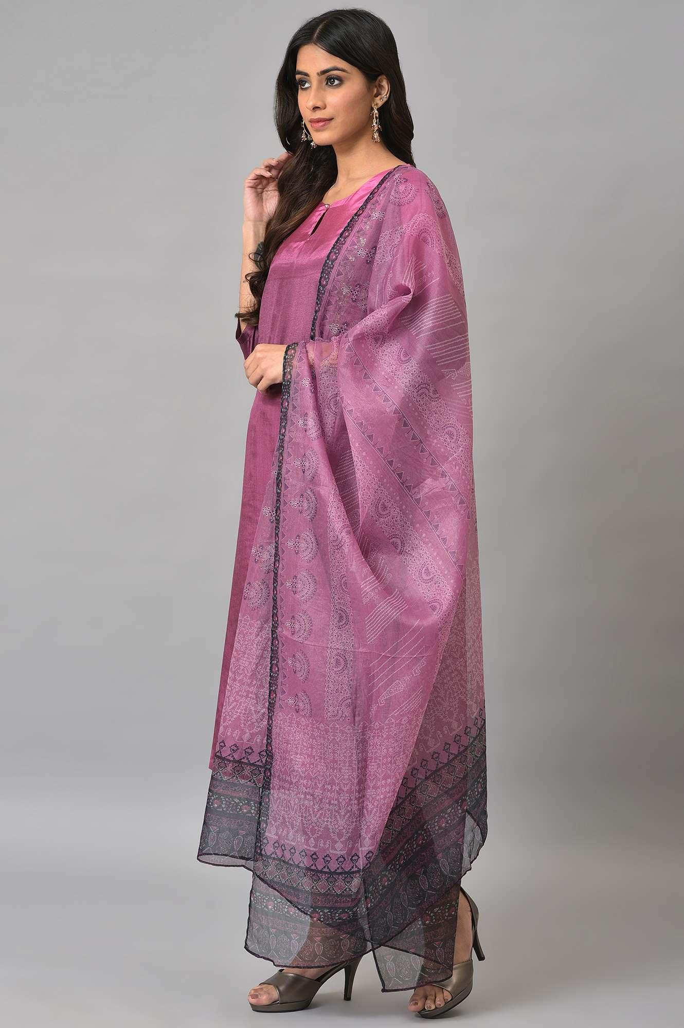 Dark Purple Ombre A-Line kurta Set - Image 3