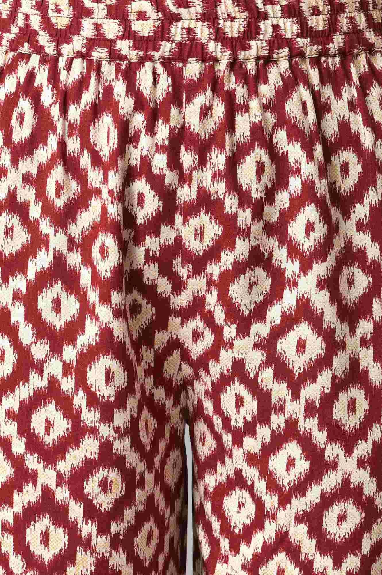 Dark Red Ikkat Print kurta with Slim Pants Co-ord Set - Image 6