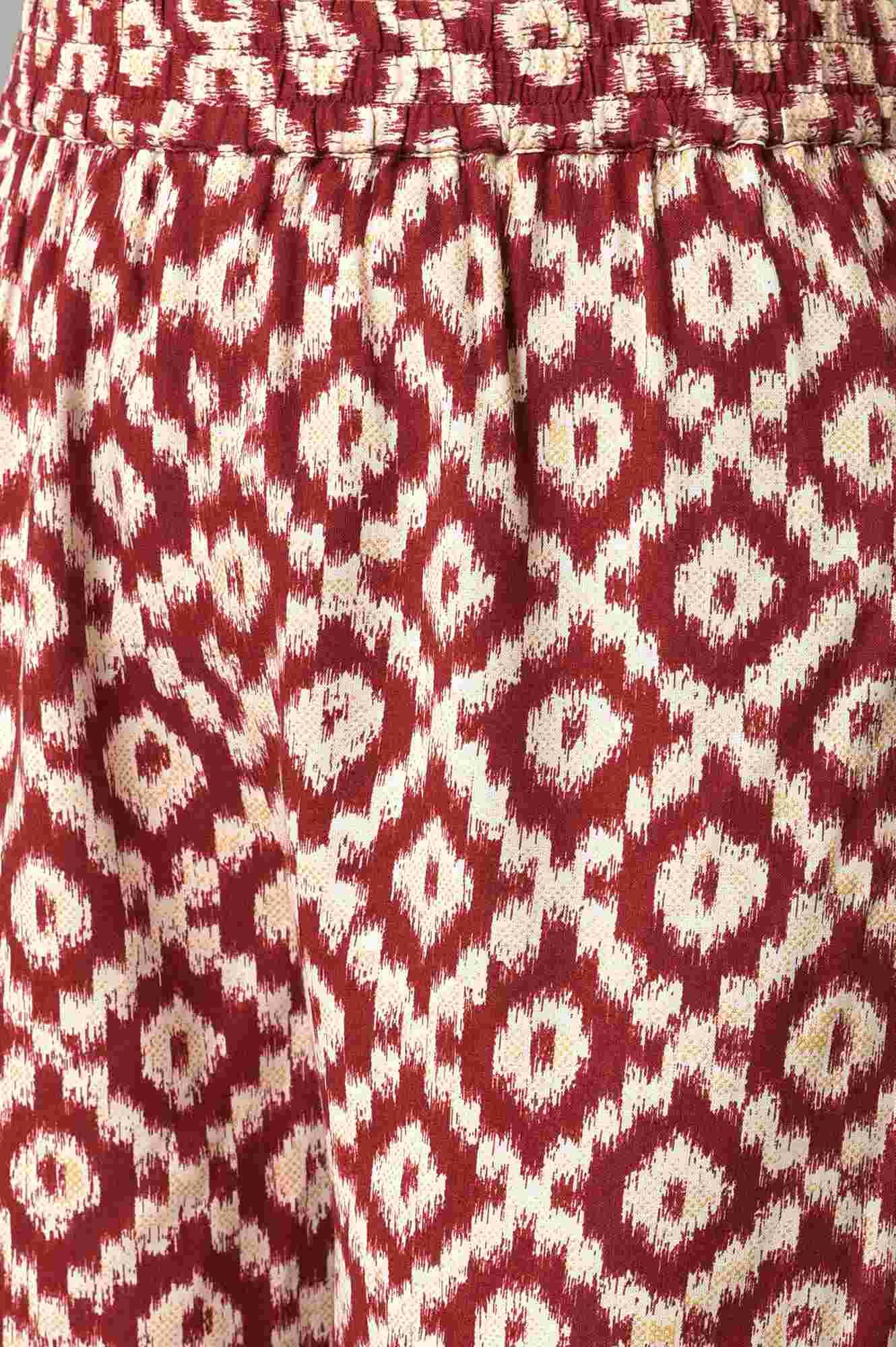 Dark Red Ikkat Print kurta with Slim Pants Co-ord Set - Image 7