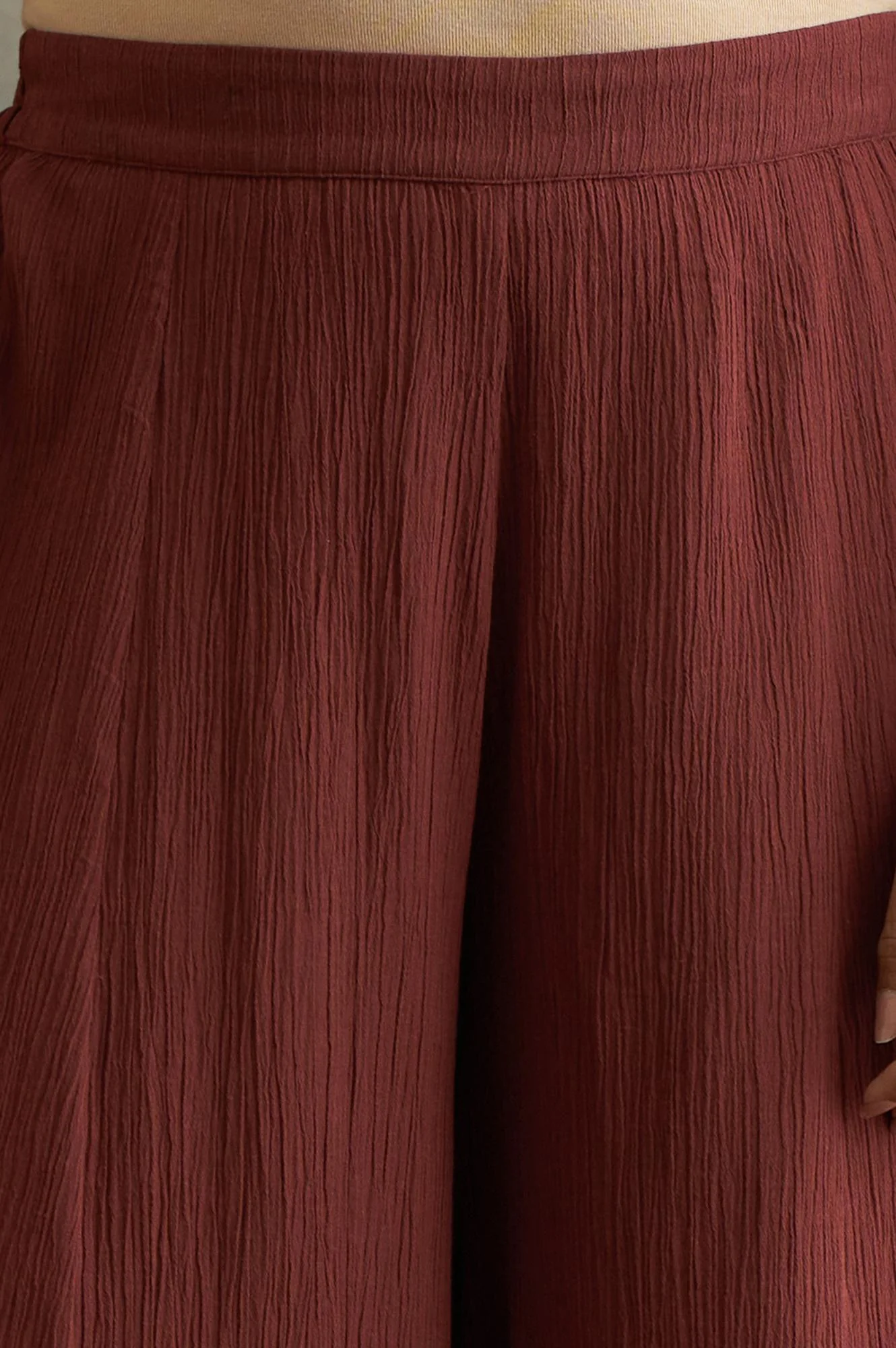 Dark Red Solid Divided Skirt - Image 6