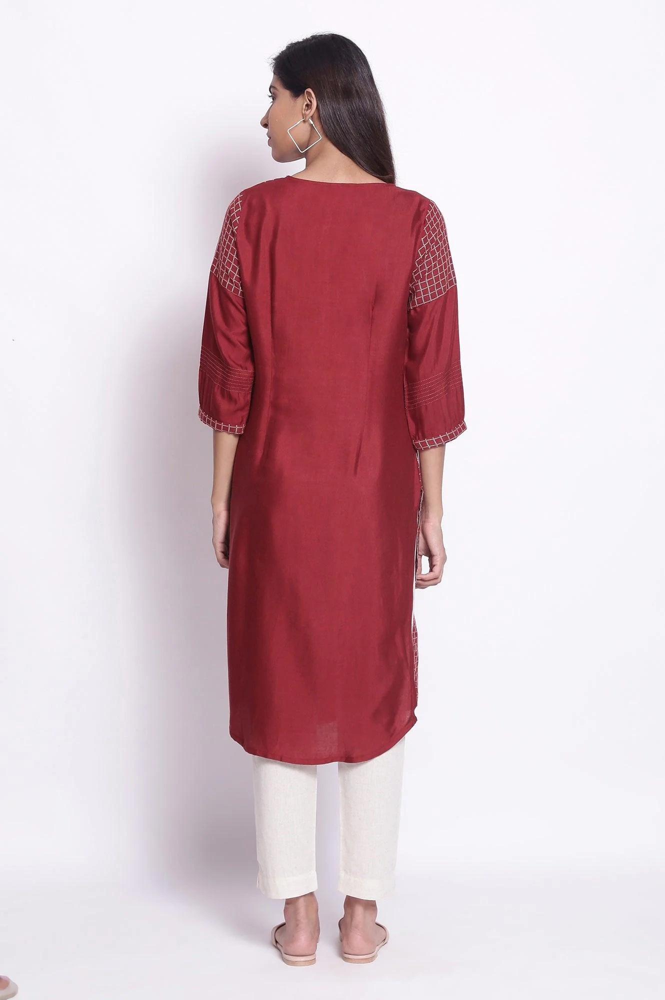 Dark Red Straight kurta - Image 2
