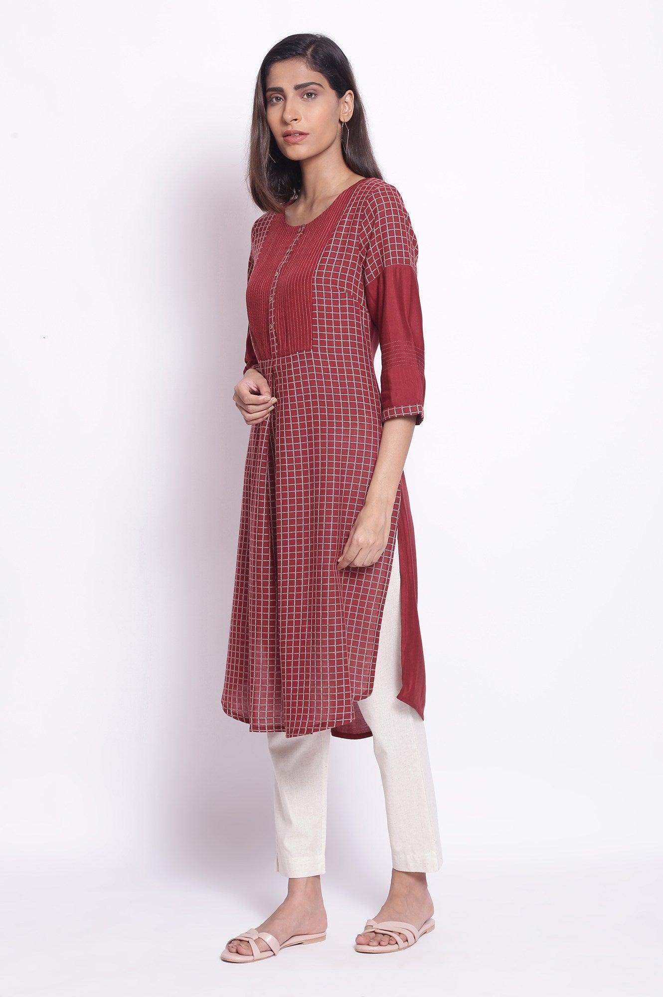 Dark Red Straight kurta - Image 3