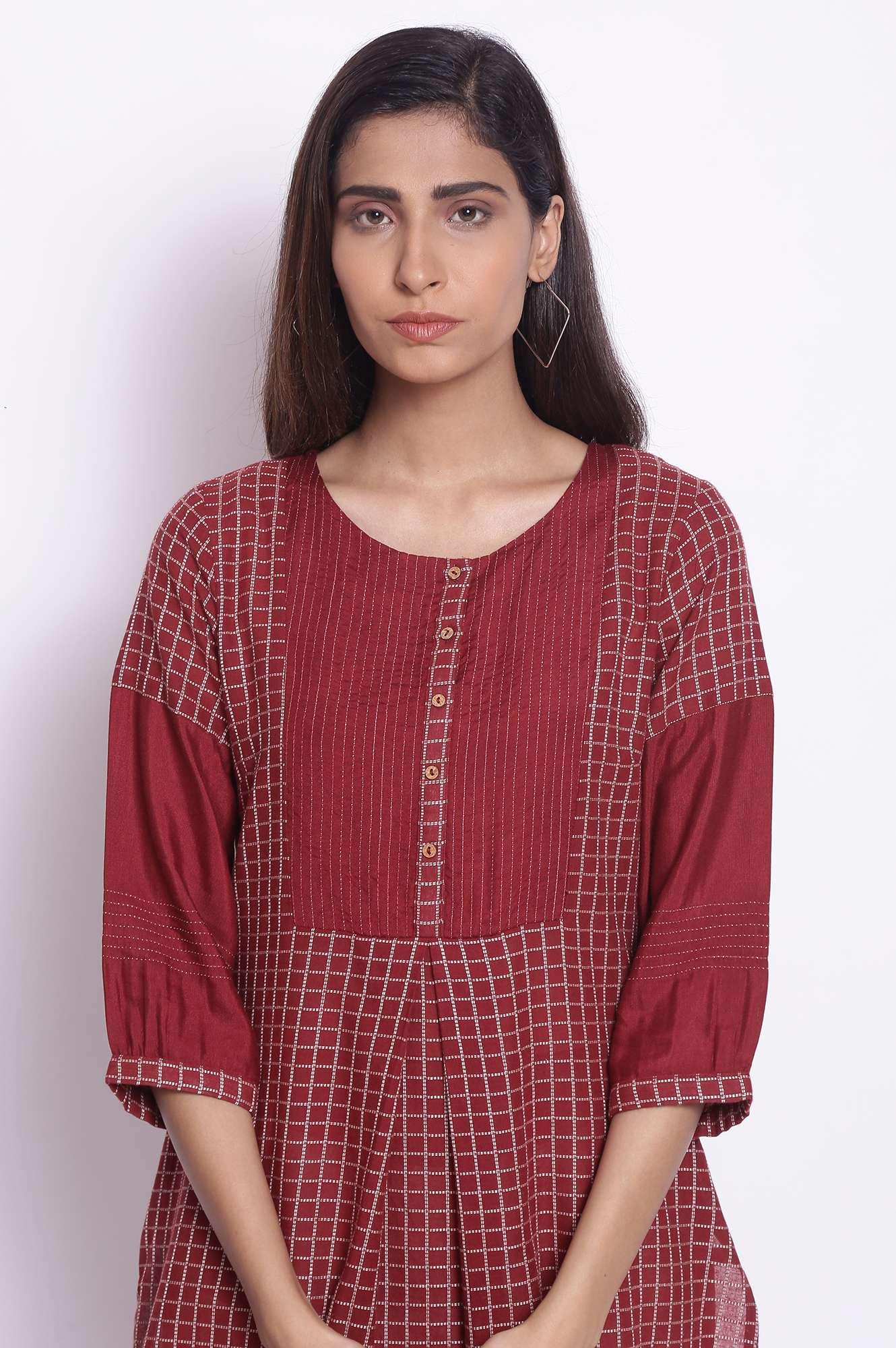 Dark Red Straight kurta - Image 5