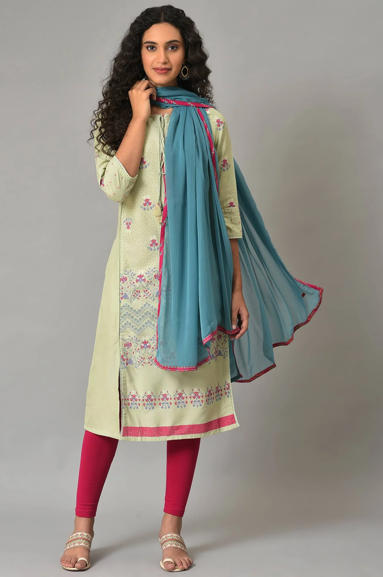 Dark Teal Chiffon Solid Dupatta - Image 3