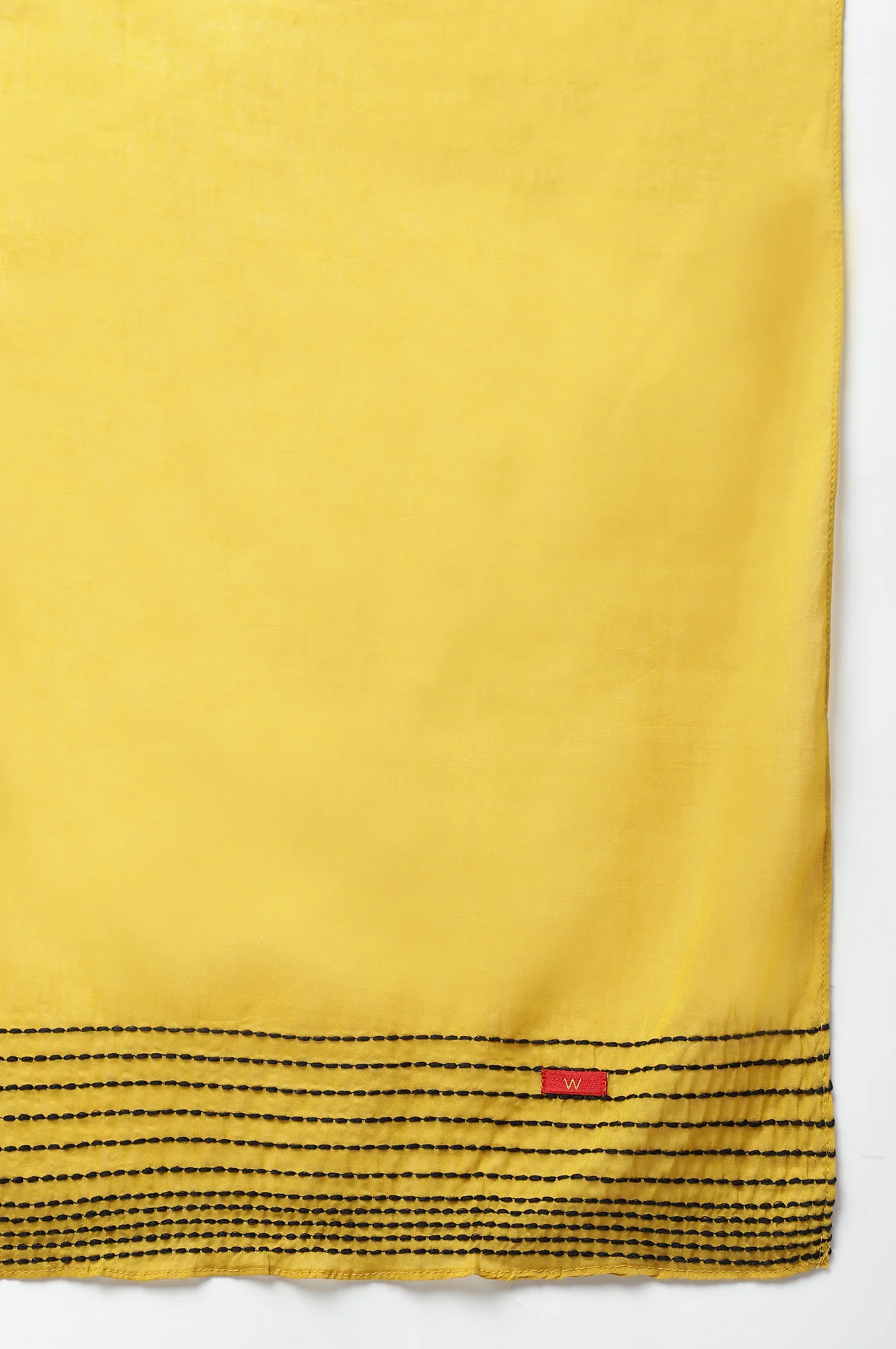 Dark Yellow Cotton Dupatta With Pinfold Border - Image 4