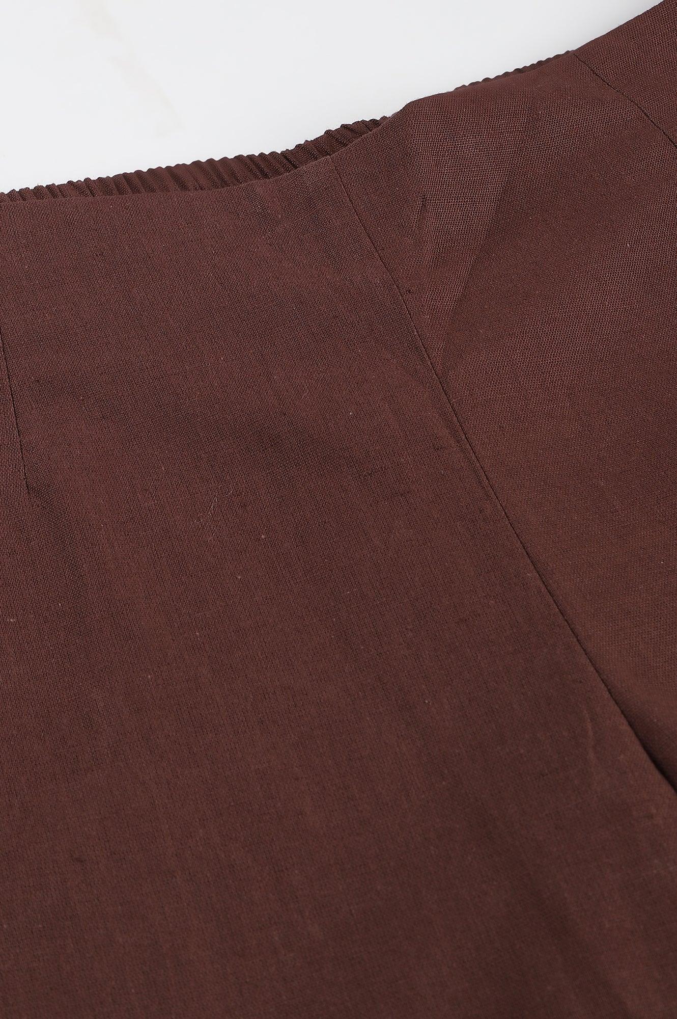 Deep Brown Solid Women Slim Pants - Image 6
