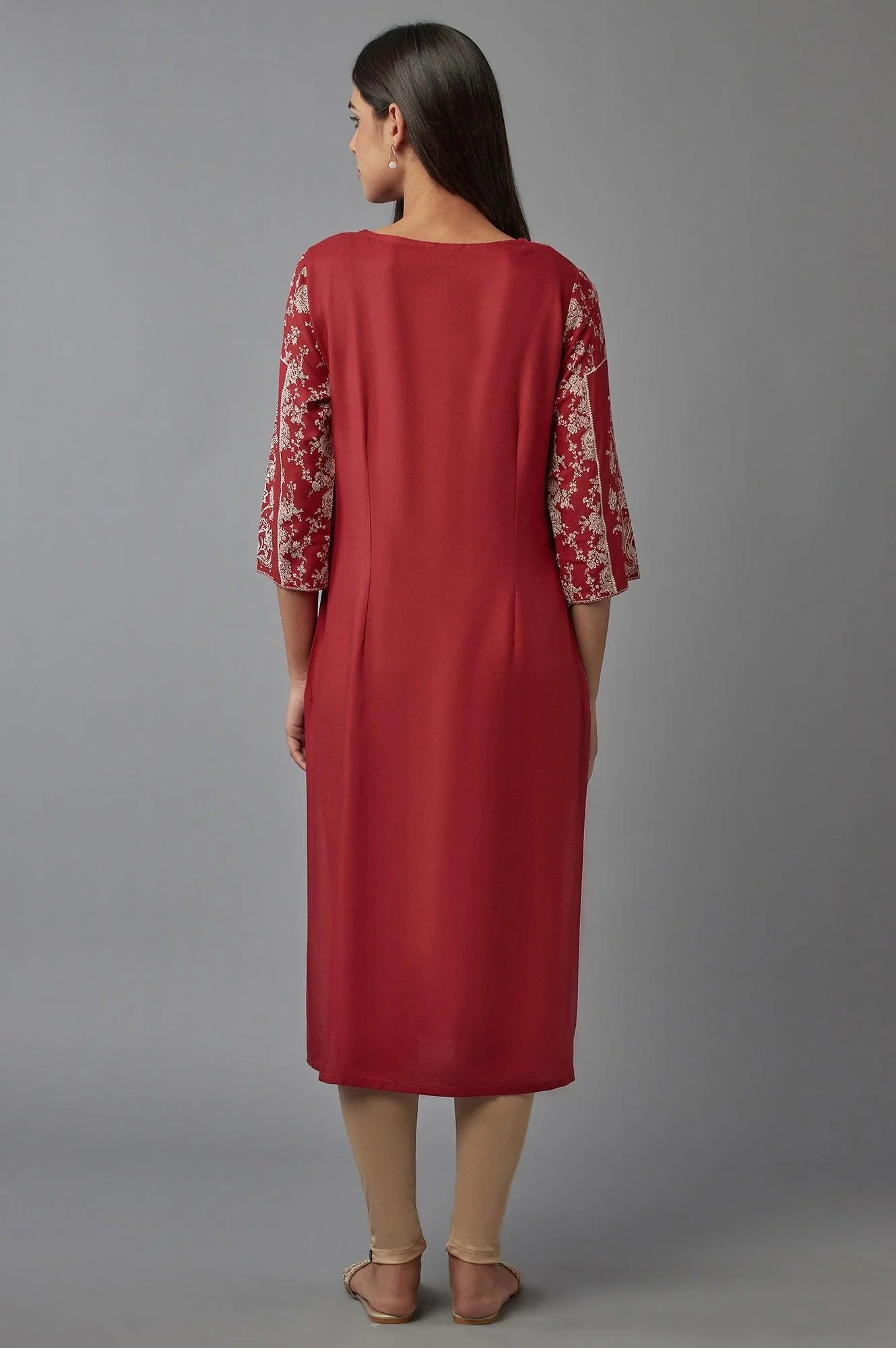 Deep Red Printed kurta - Image 2