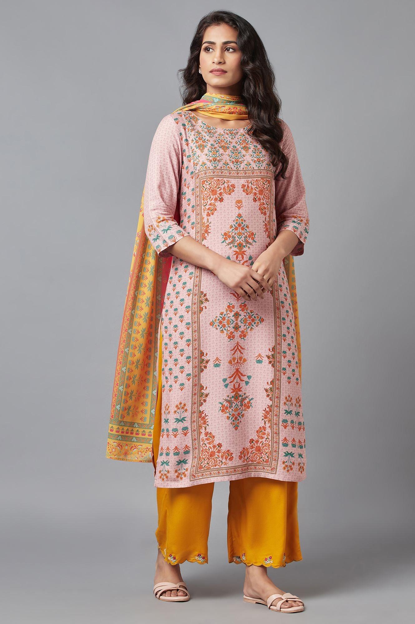 Deep Yellow Embroidered Parallel Pants - Image 5