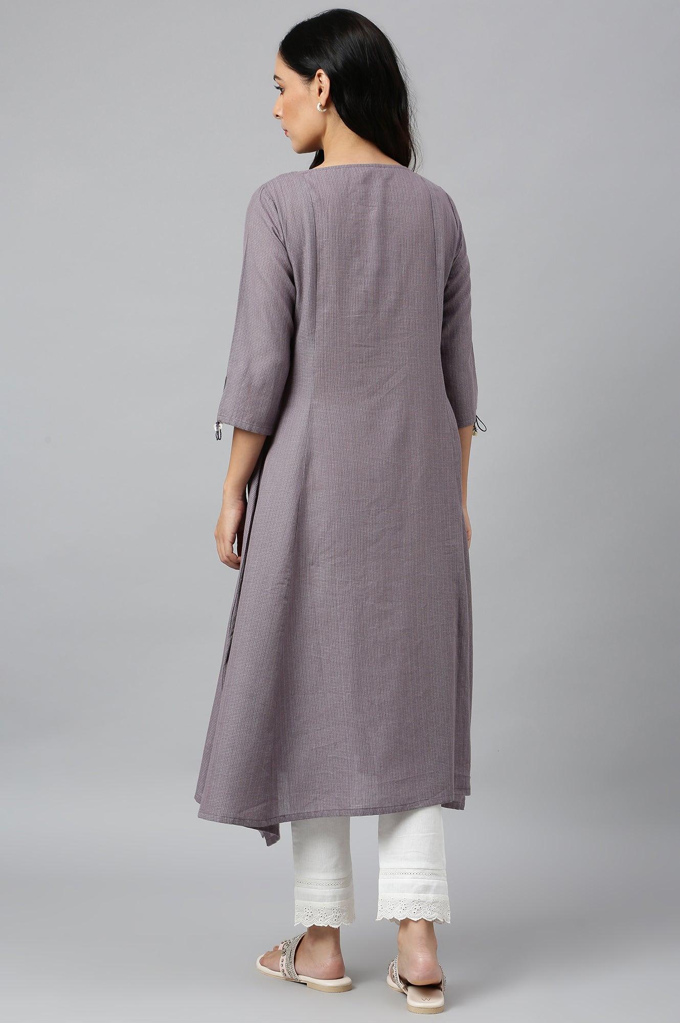 Dusk Purple Embroidered kurta - Image 4