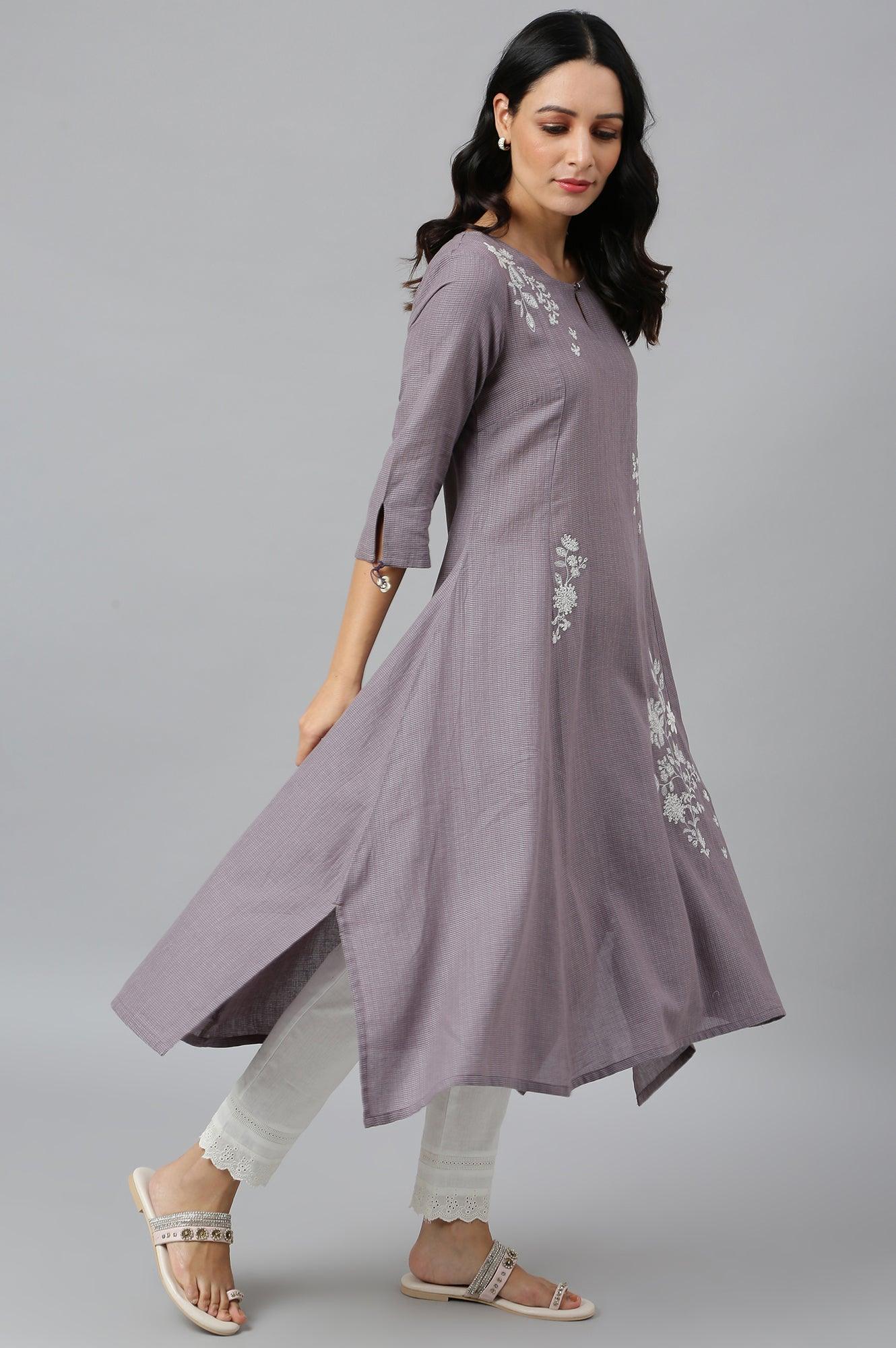 Dusk Purple Embroidered kurta - Image 6