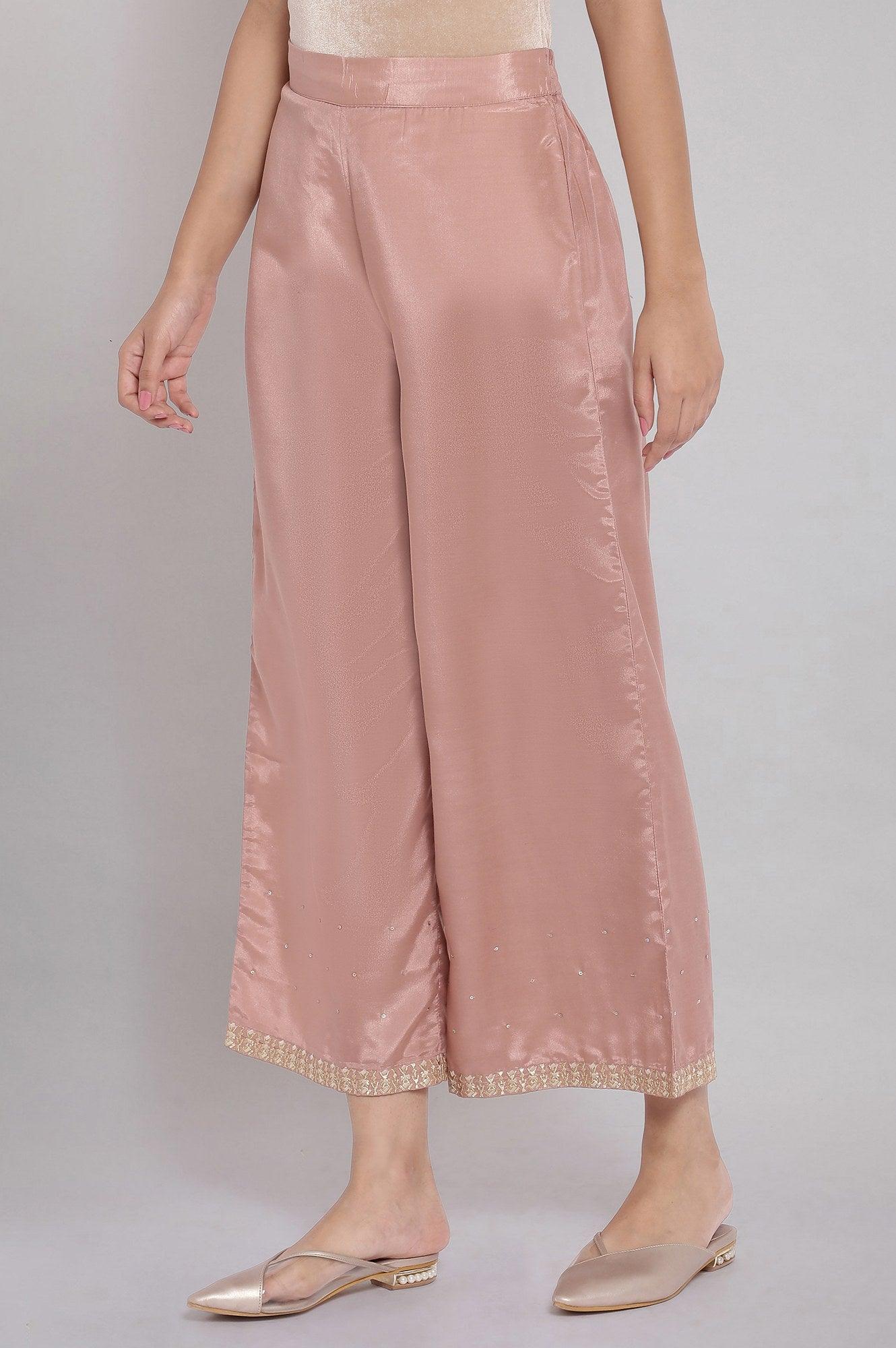 Dusky Pink Embroidered Parallel Pants - Image 3