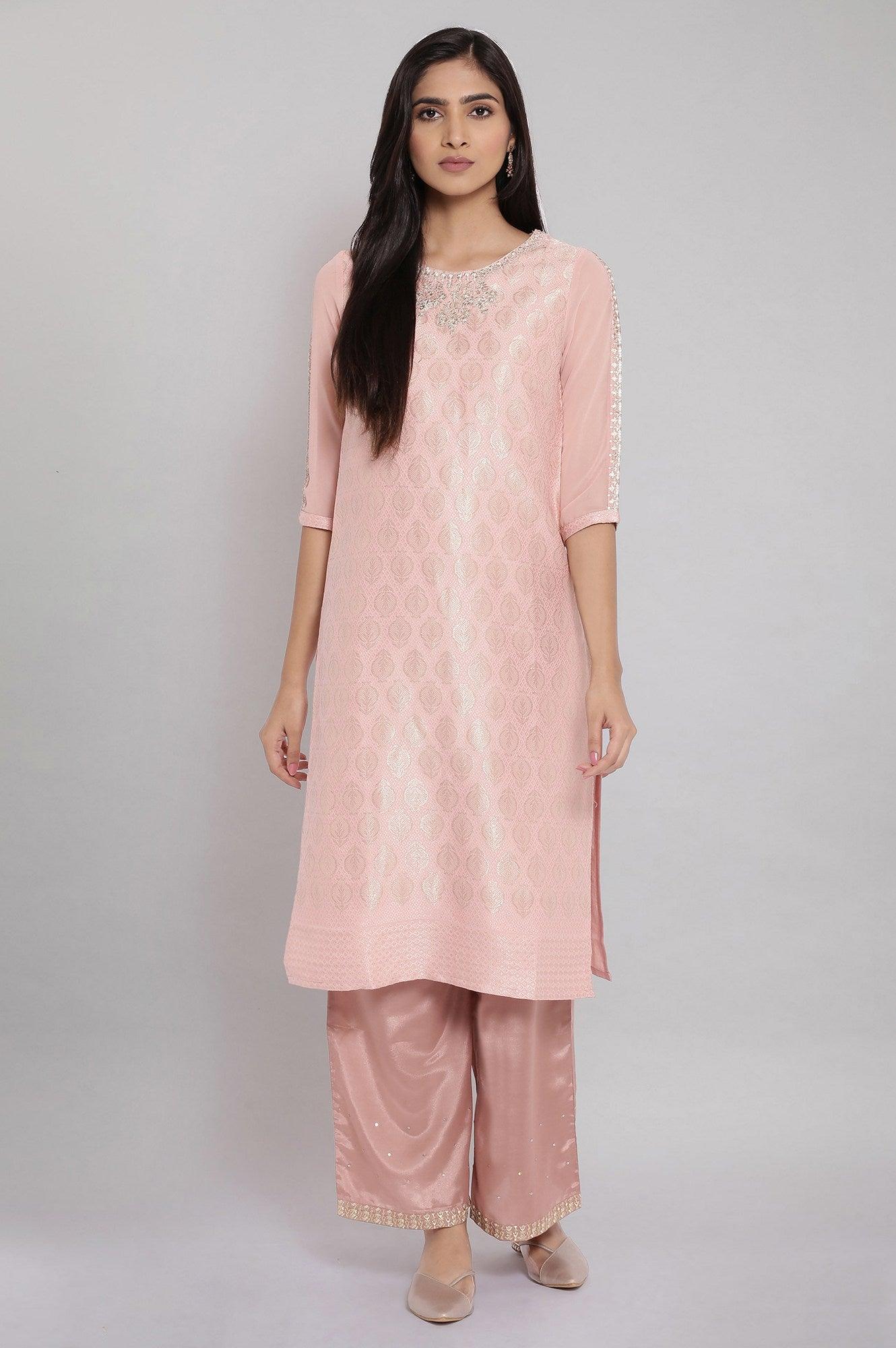 Dusky Pink Embroidered Parallel Pants - Image 5