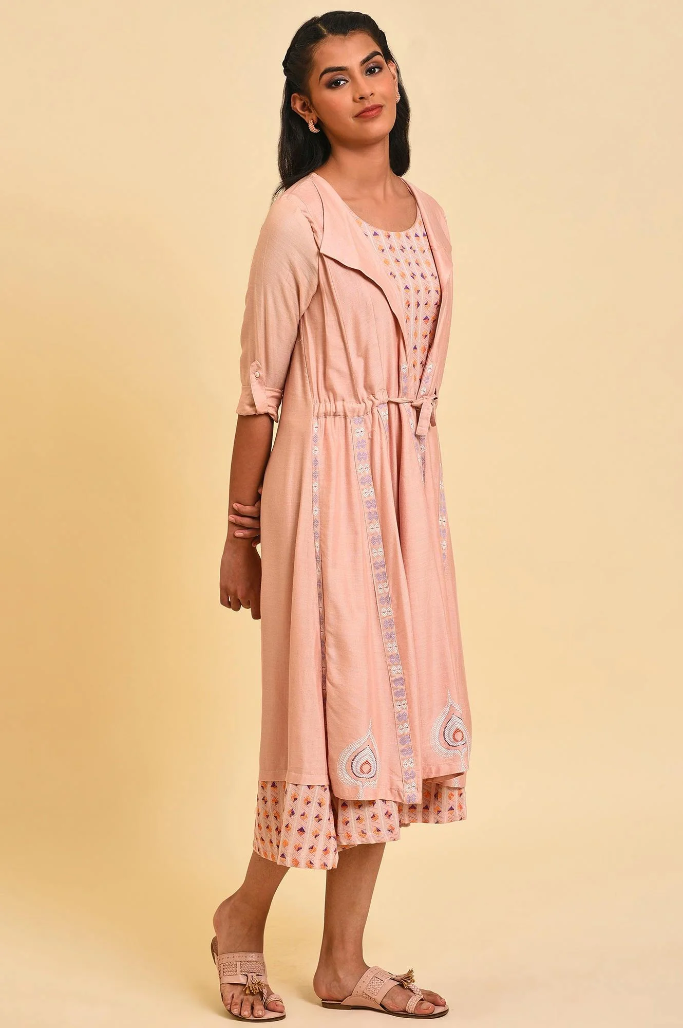 Dusty Pink Mock Layered Plus Size Dress - Image 4