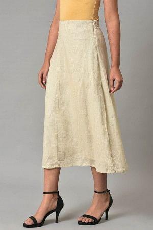 Ecru A-Line Stripe Printed Skirt - Image 3