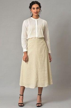 Ecru A-Line Stripe Printed Skirt - Image 5