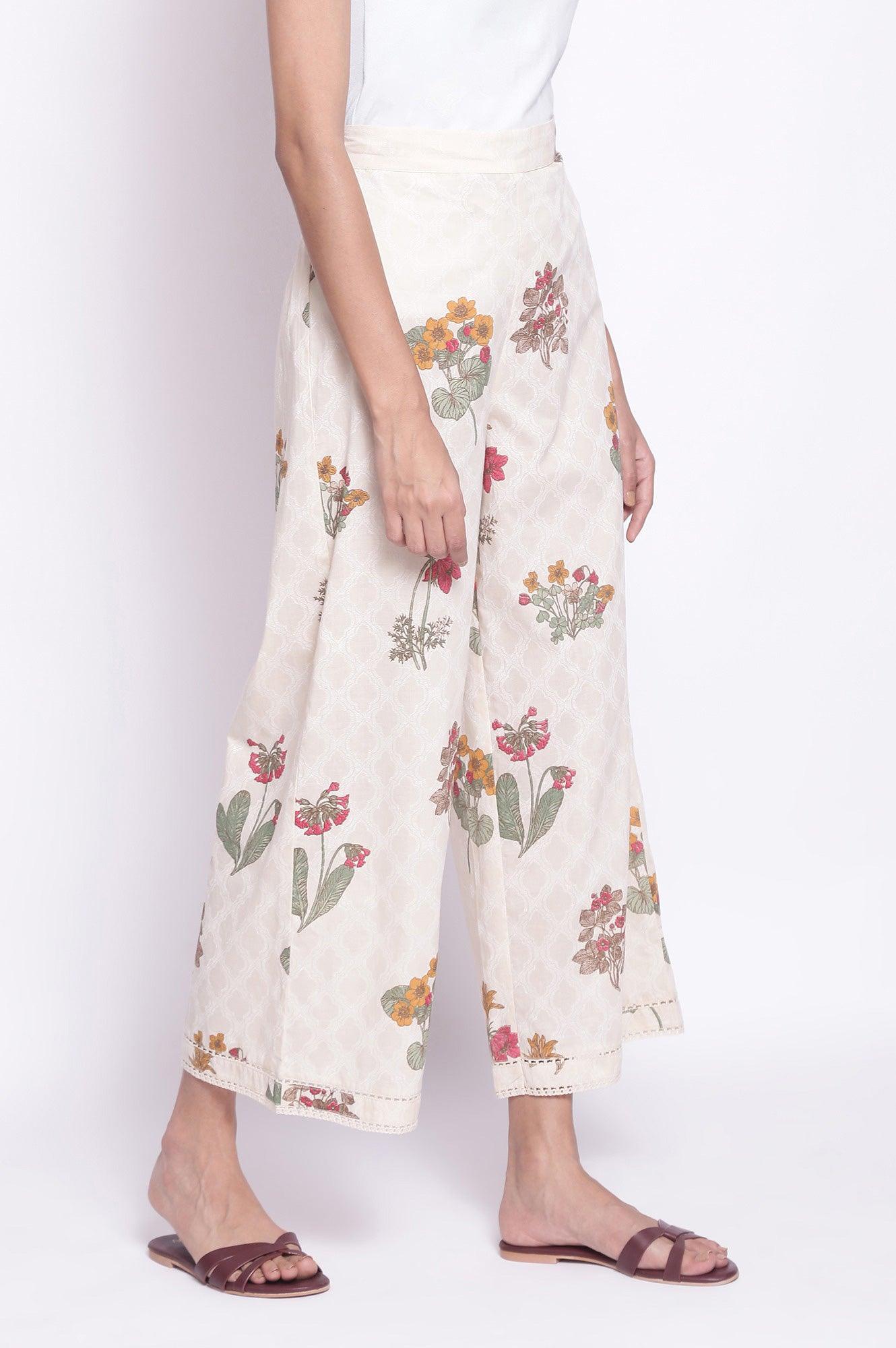 Ecru All-Over Printed Parallel Pants - Image 4