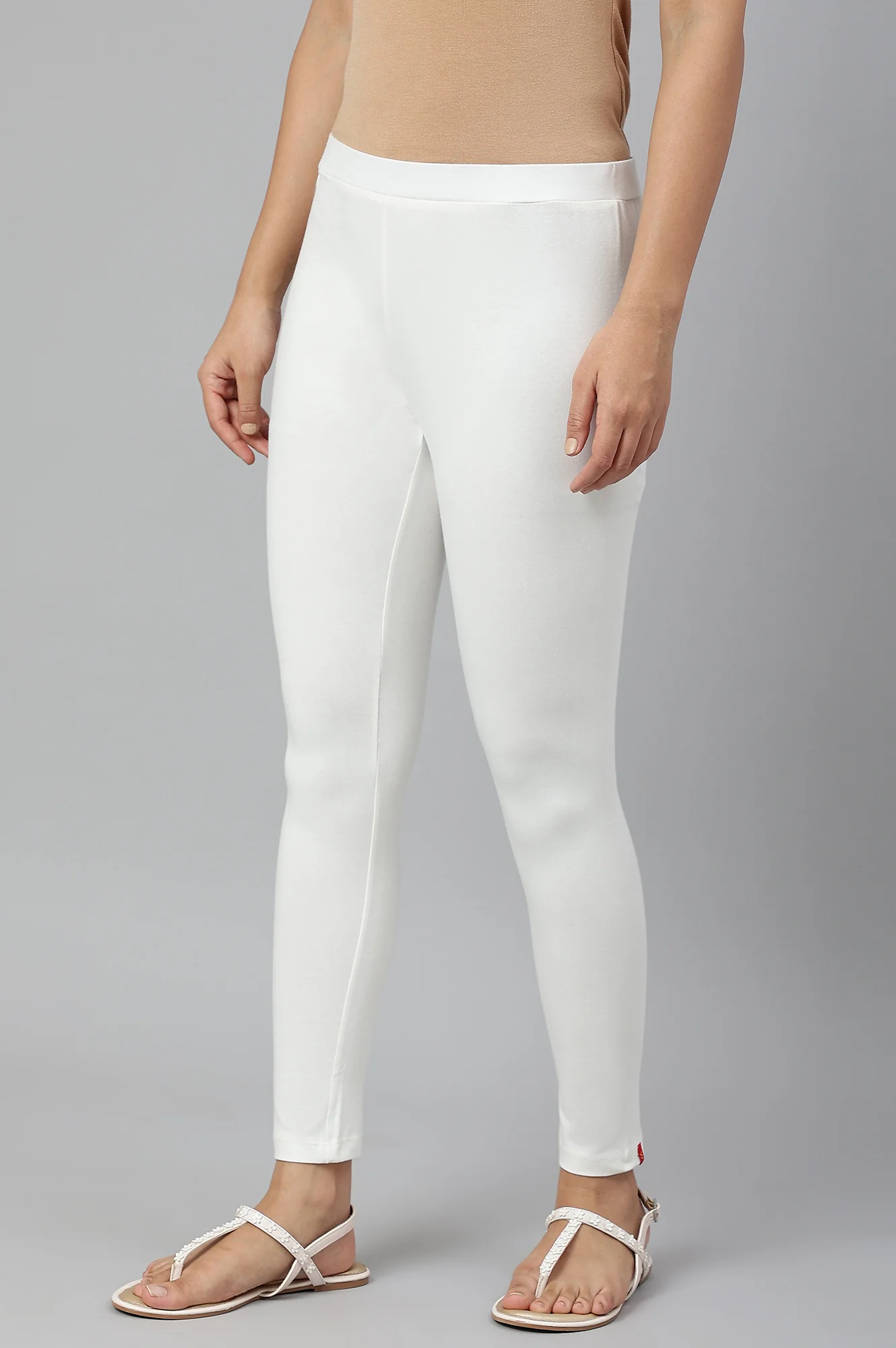 Ecru Cotton Jersy Lycra Tights - Image 2