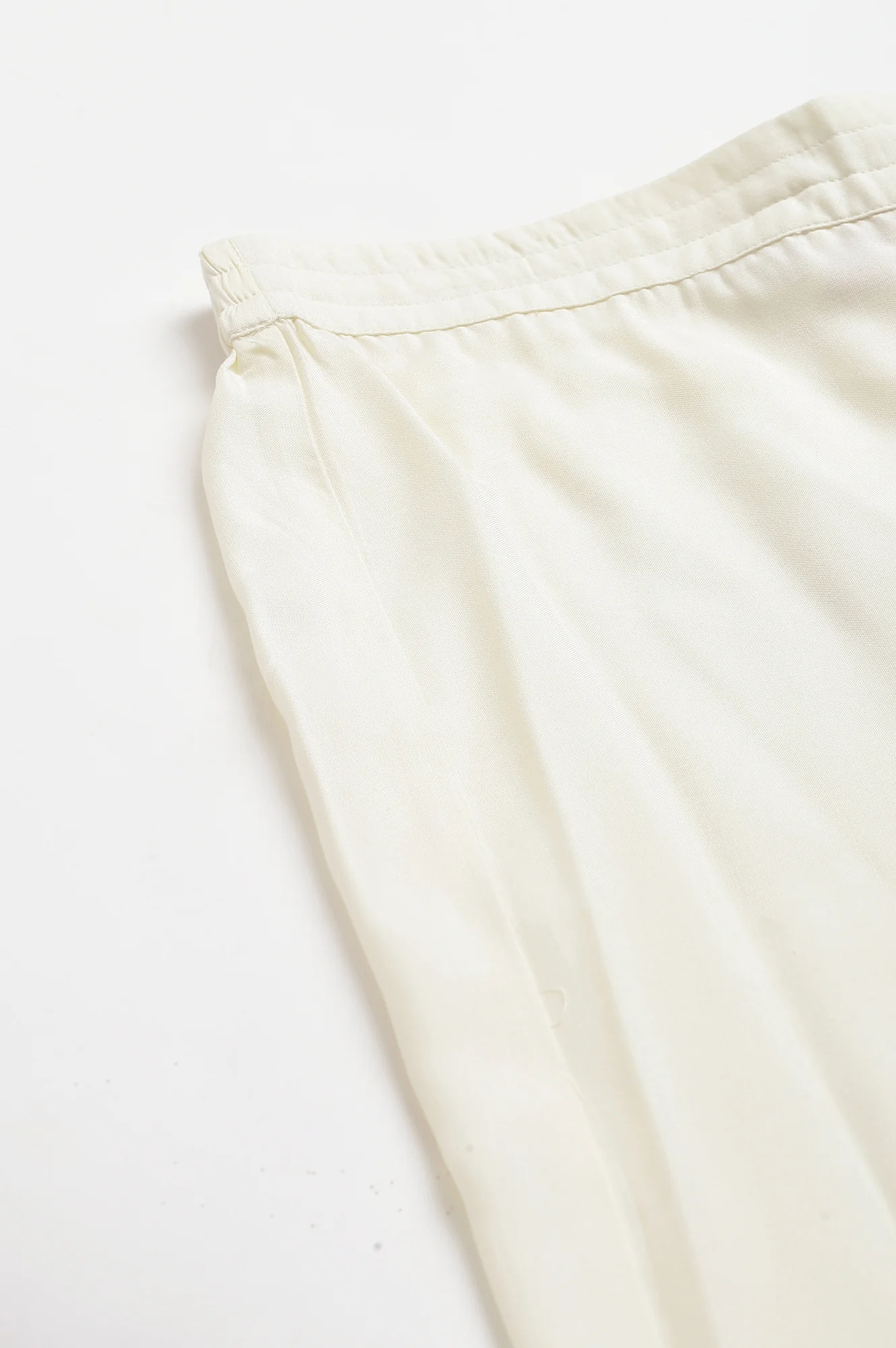 Ecru Embroidered Rayon Parallel Pants With Pleats. - Image 8