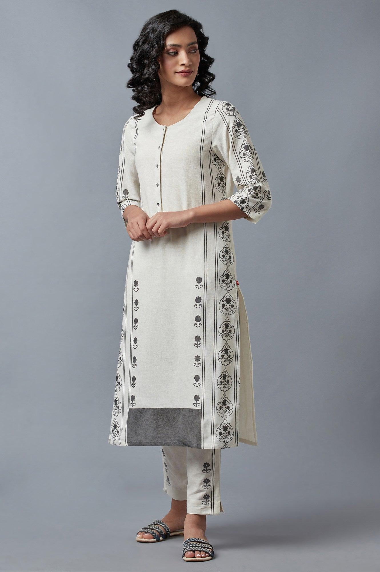 Ecru Embroidered Slim Pants - Image 5