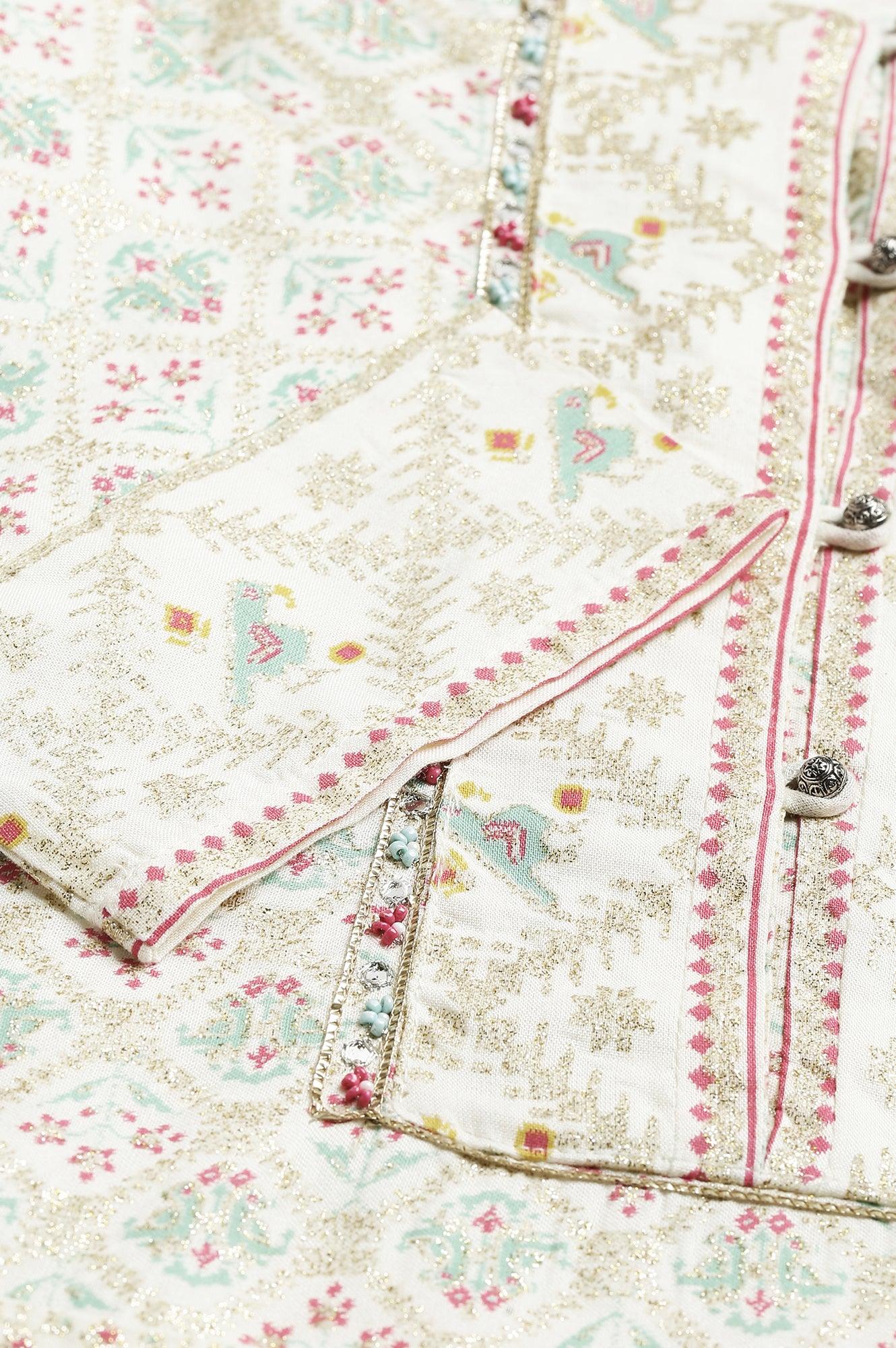 Ecru Festive Short kurta And Sharara Set - Image 8