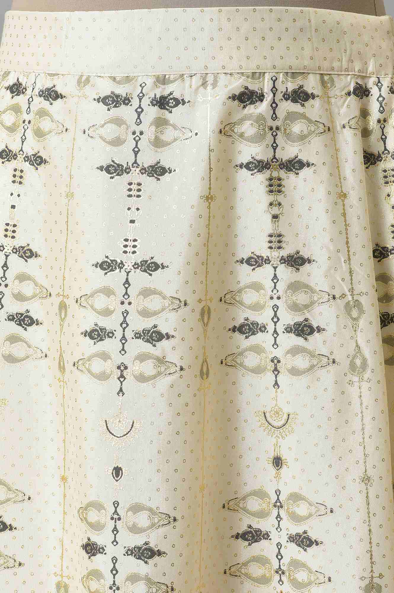 Ecru Flora Print Flared Skirt - Image 6