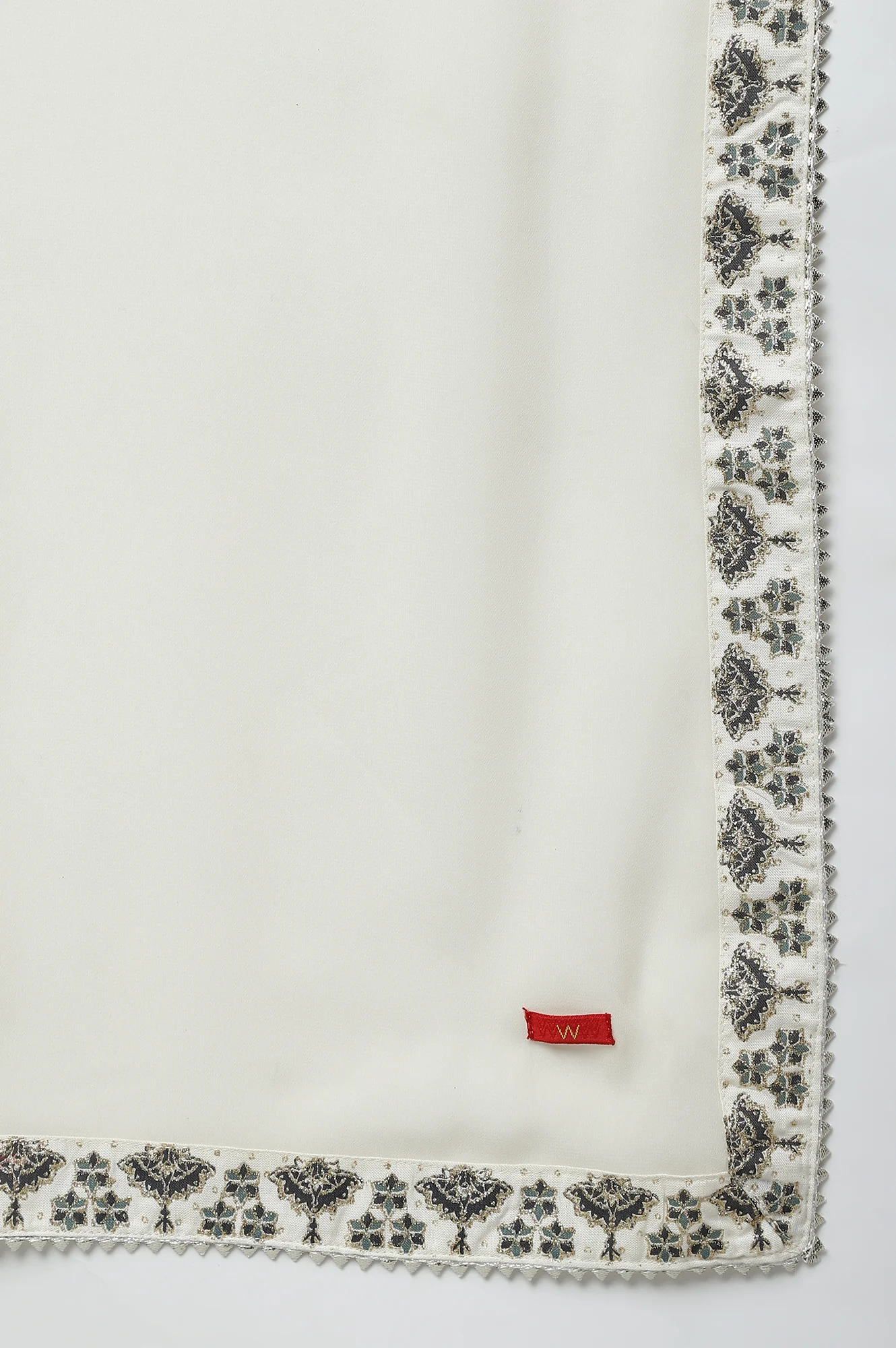 Ecru Georgette Dupatta With Gota Detailing - Image 4