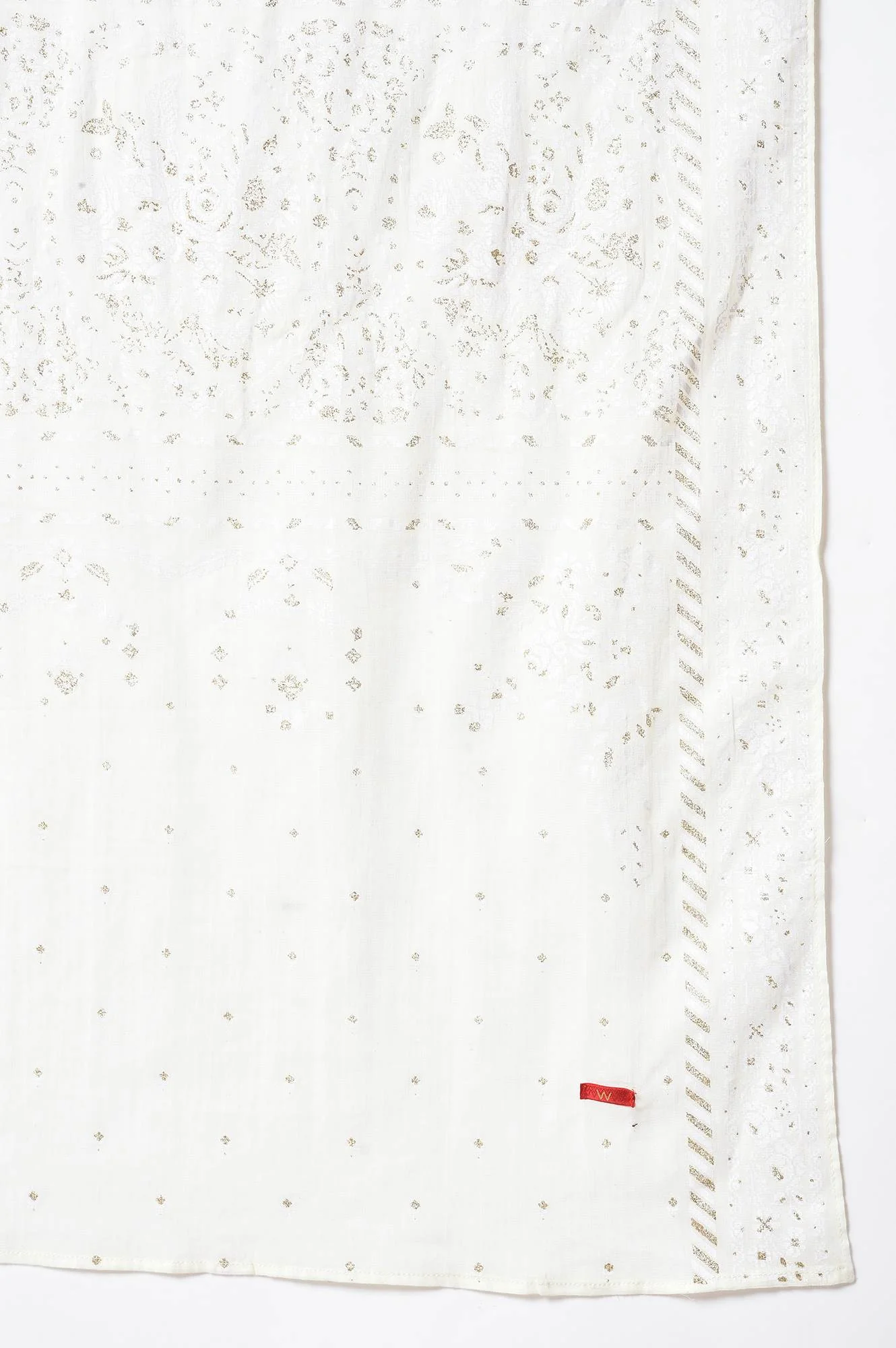Ecru Glitter Printed Dupatta - Image 4
