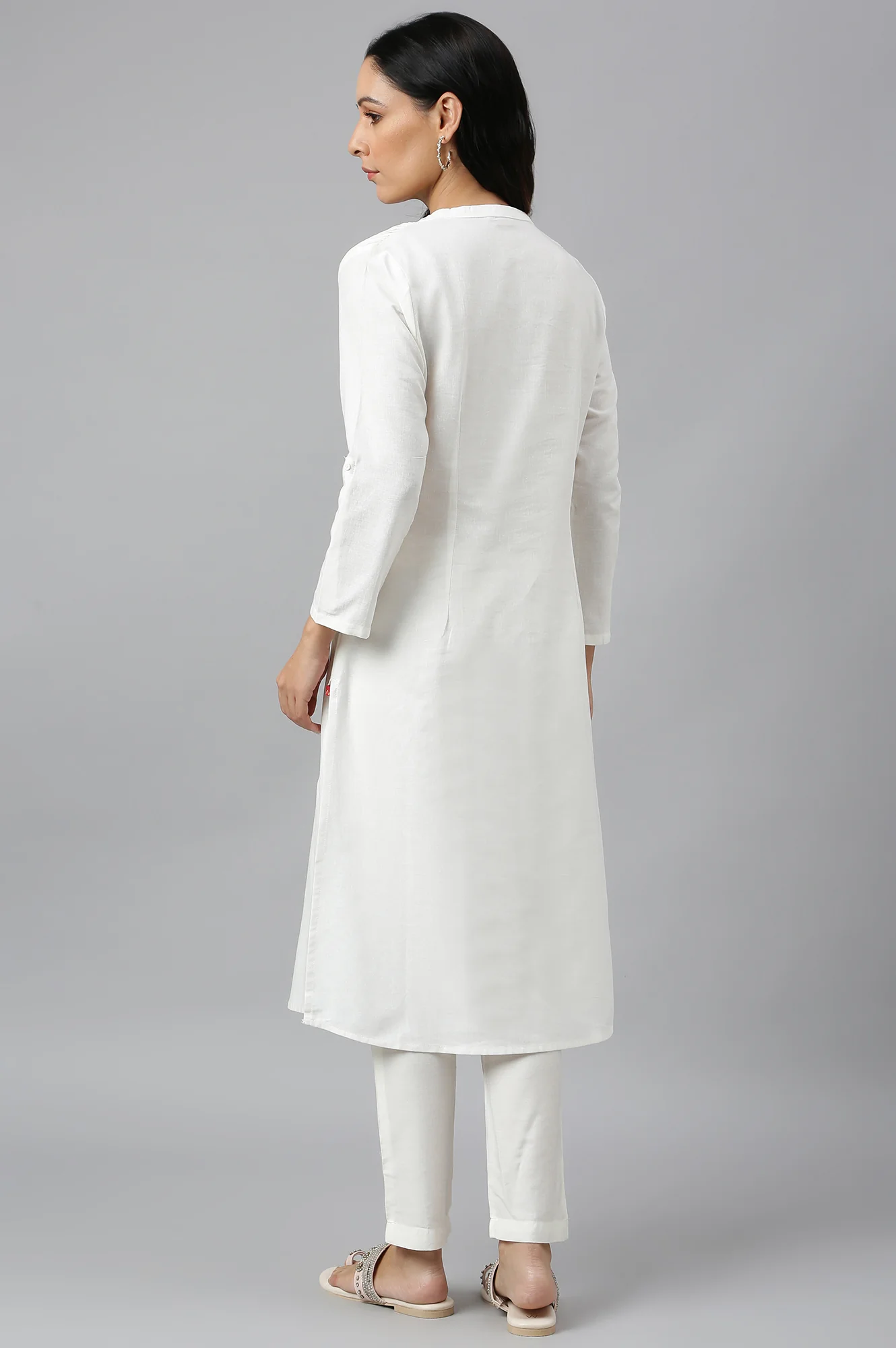 Ecru Half Placket Shirt Kurta - Image 4