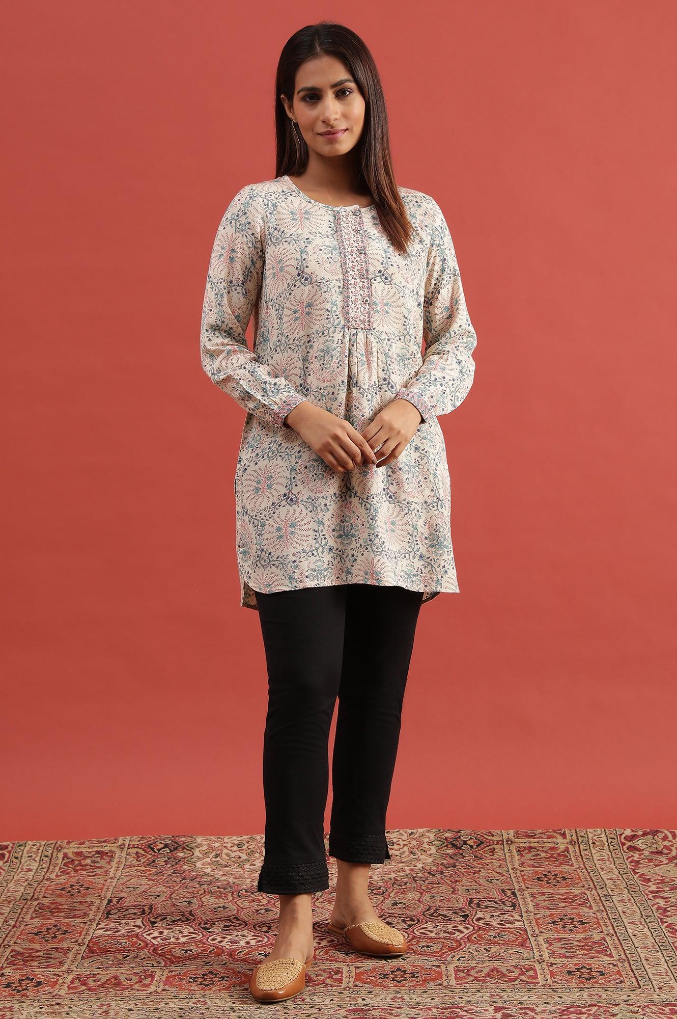 Ecru Hand Block Printed Top - Image 2