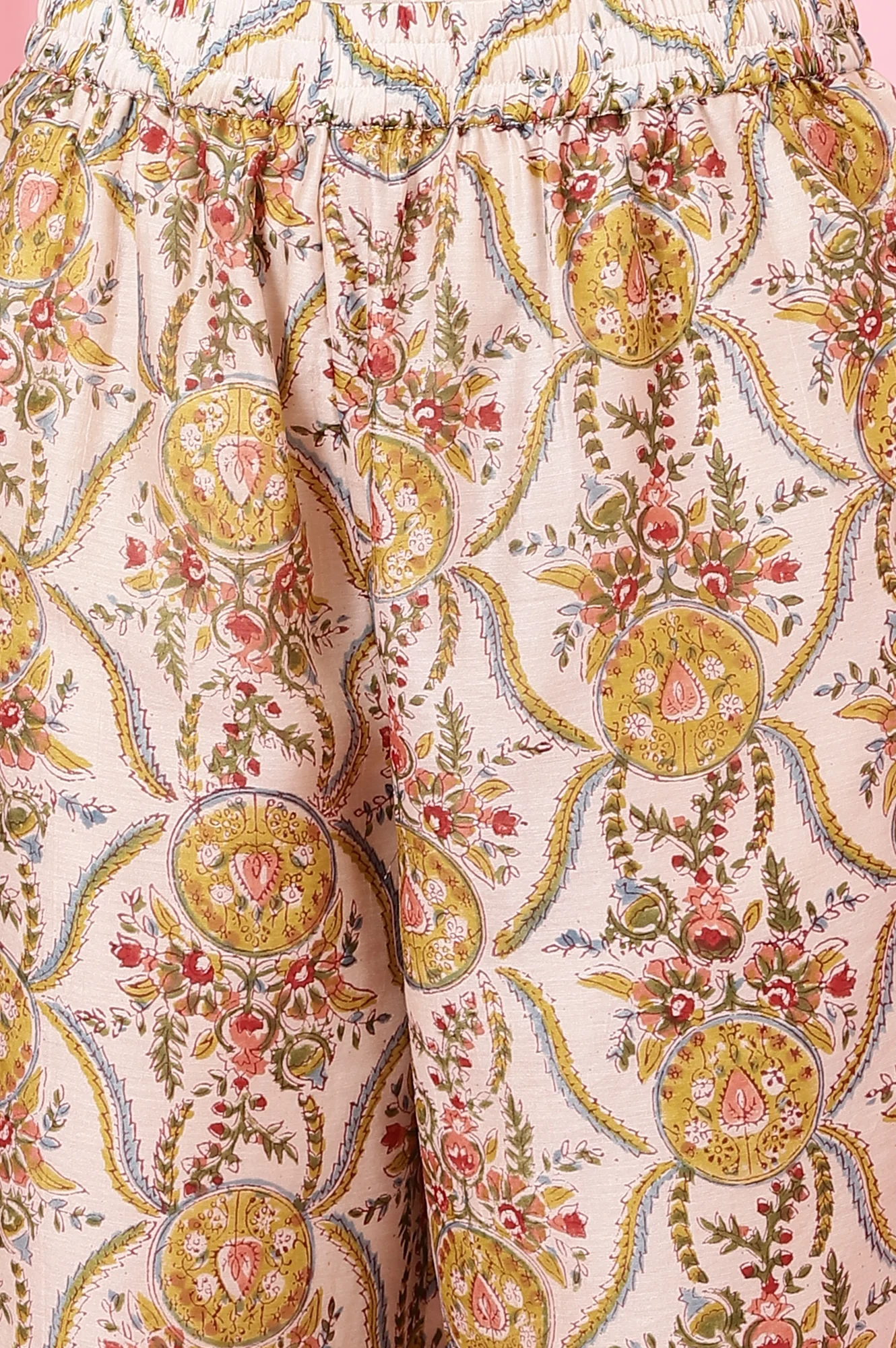 Ecru Handblock Printed Kurta, Straight Pants and Dupatta Set - Image 9