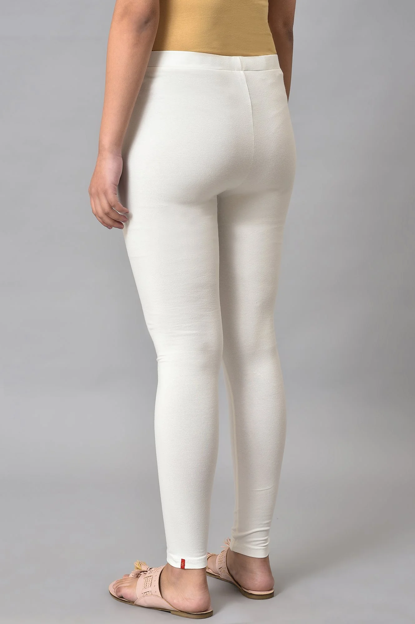 Ecru Knitted Cotton Jersey Tights - Image 2