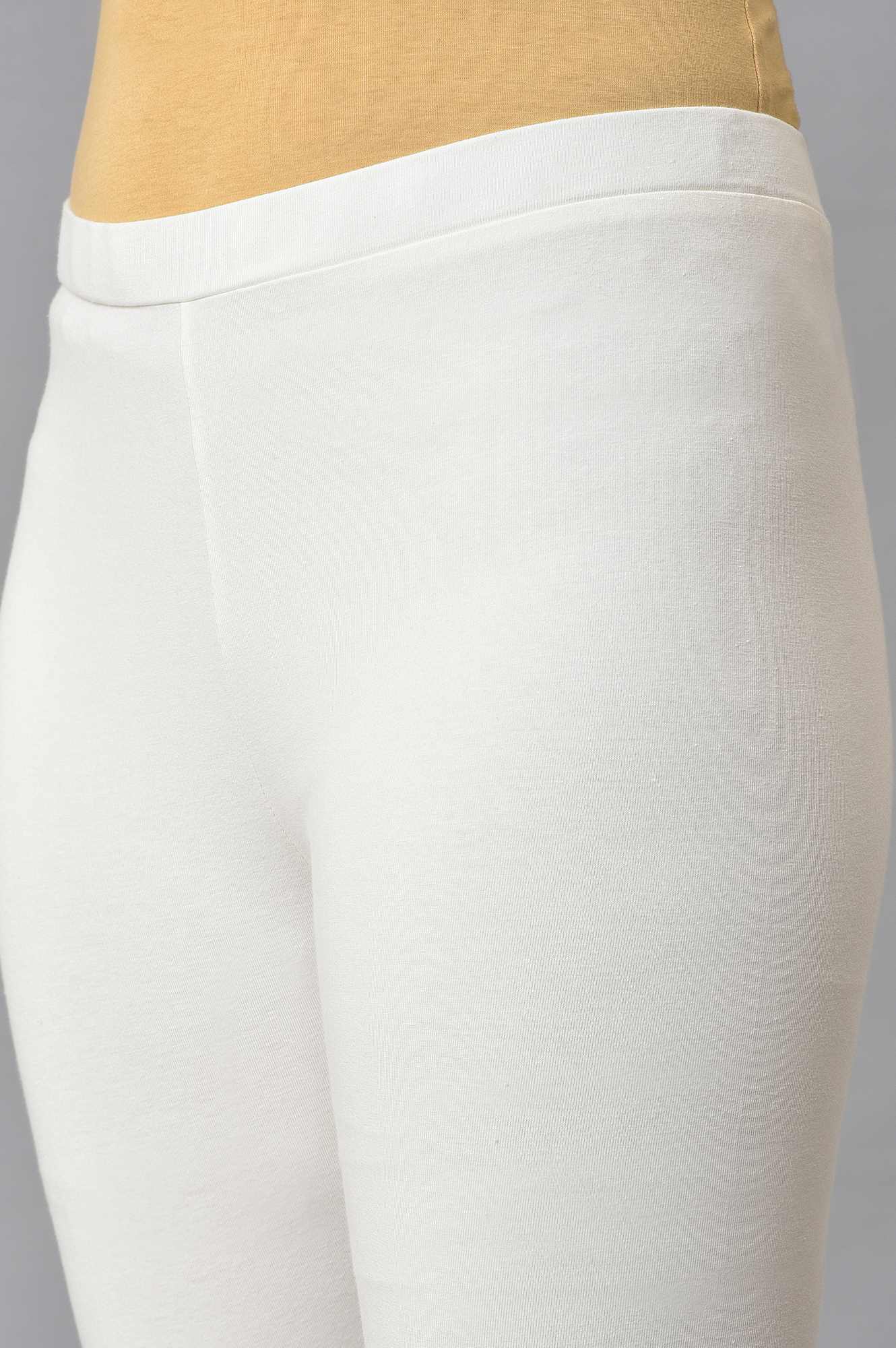 Ecru Knitted Cotton Jersey Tights - Image 7