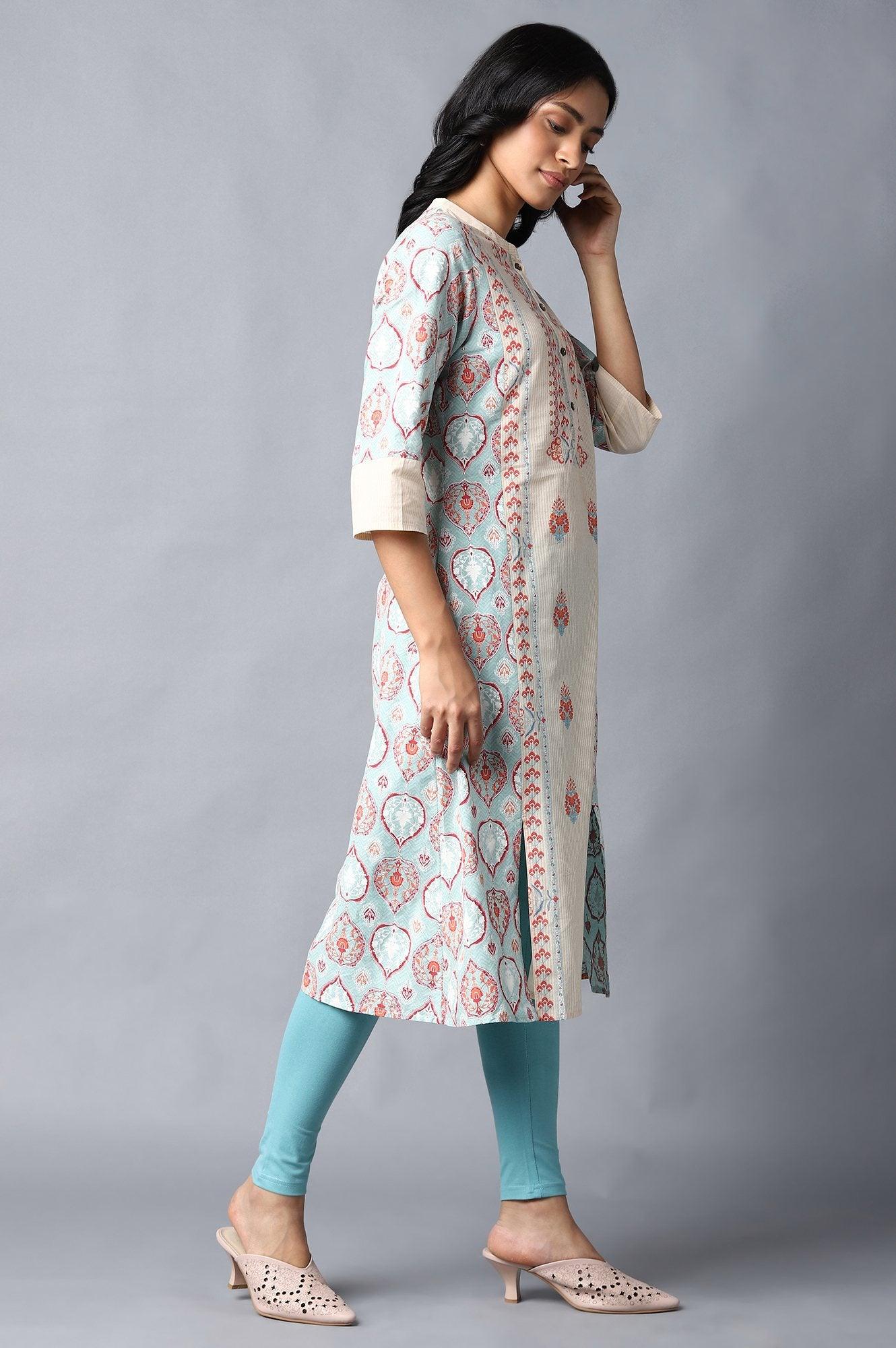 Ecru Paisley Print kurta - Image 4