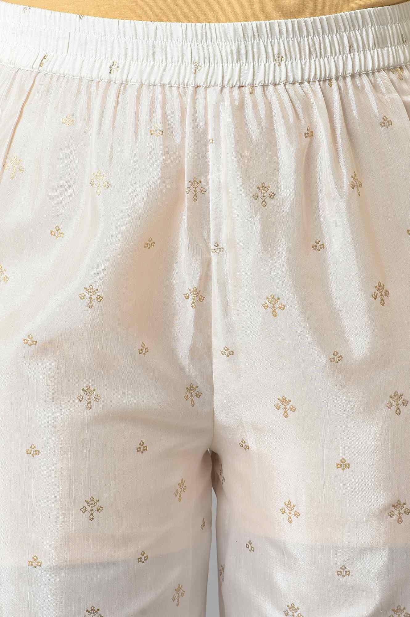 Ecru Paisley Print kurta With Straight Pants And Dupatta - Image 6