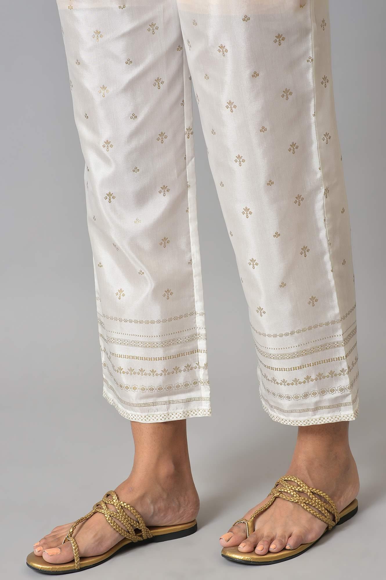 Ecru Paisley Print kurta With Straight Pants And Dupatta - Image 8